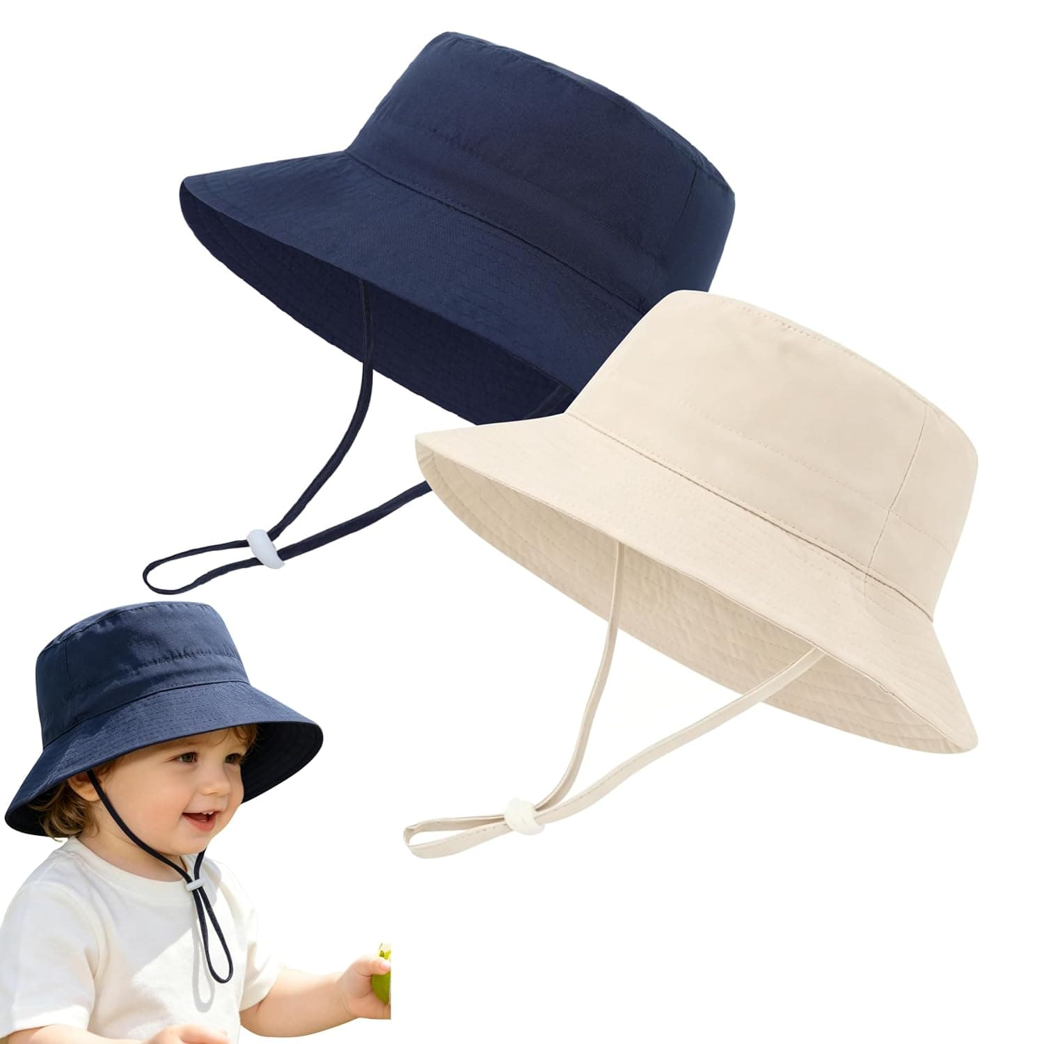 Baby Sun Hat with UPF 50+ Sun Protection, Wide Brim Toddler Bucket Hat for Boys and Girls, Breathable Summer Beach Cap for Outdoor Play and Travel, Lightweight Headwear for Infants and Kids