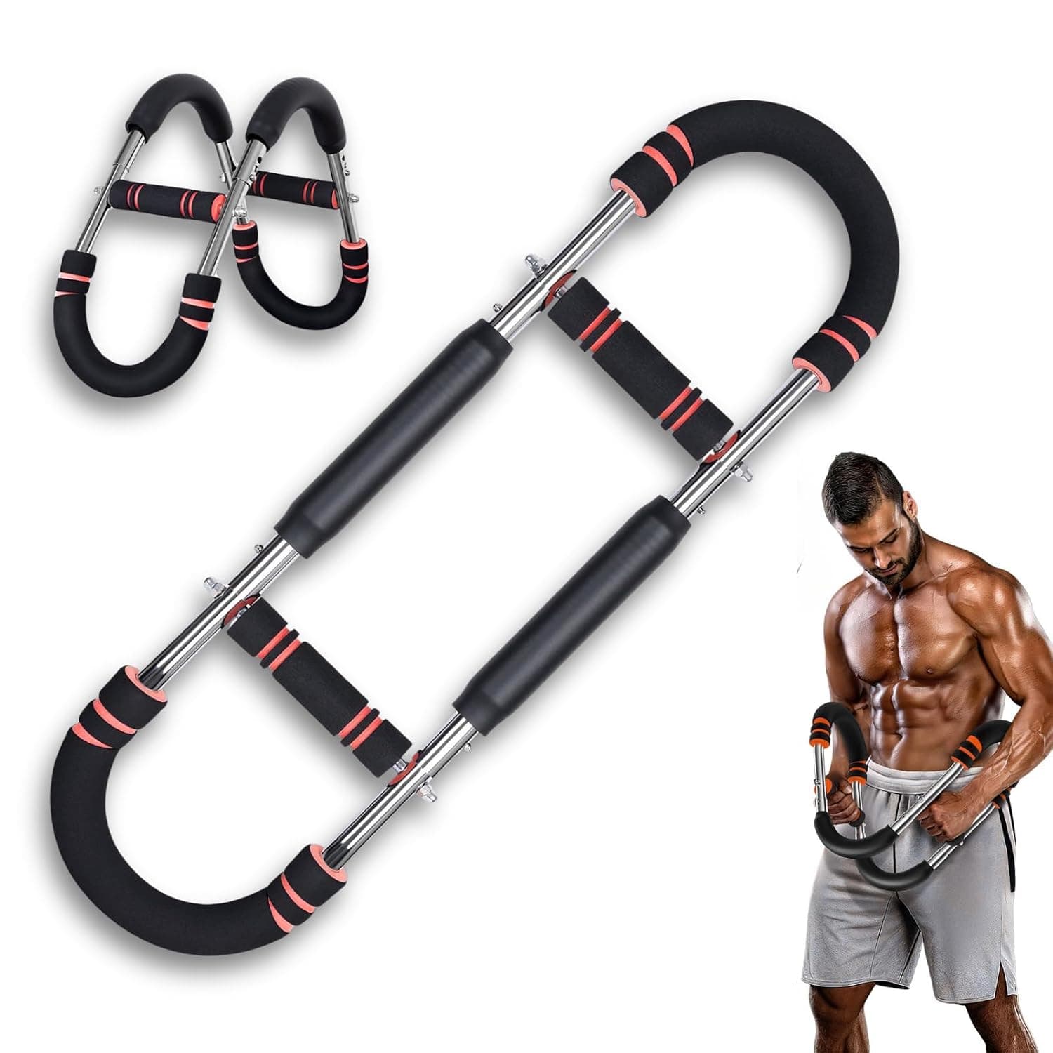 Twister Arm Trainer, Adjustable Arm Chest Workout Equipment for Men&Women, 30-100lb Detachable 3 Resistance Levels Arm Exercise Machine with Anti-Slip Grips for Home Gym
