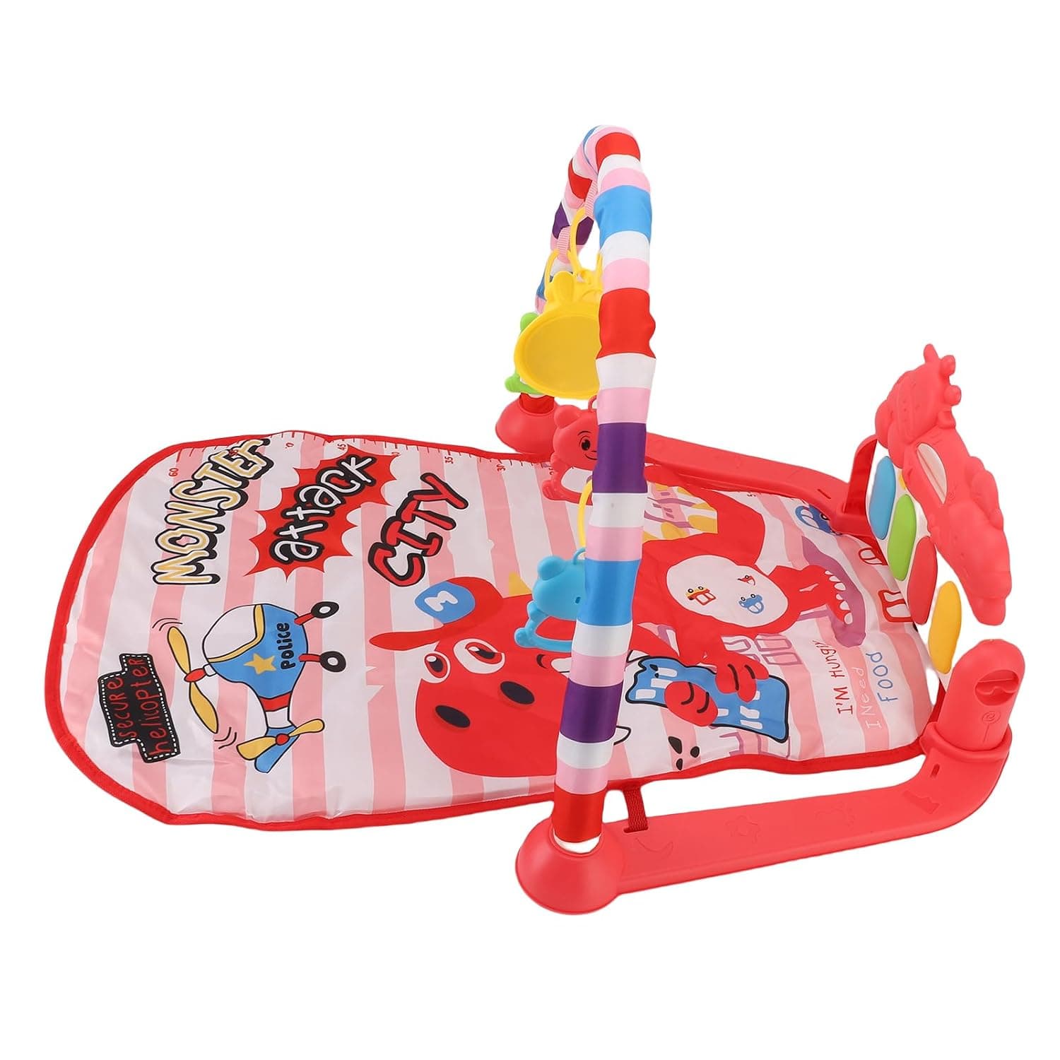 Baby Gym Play Mat with Musical Piano and Tummy Time Toys: Soft Activity Mat for Newborns and Babies