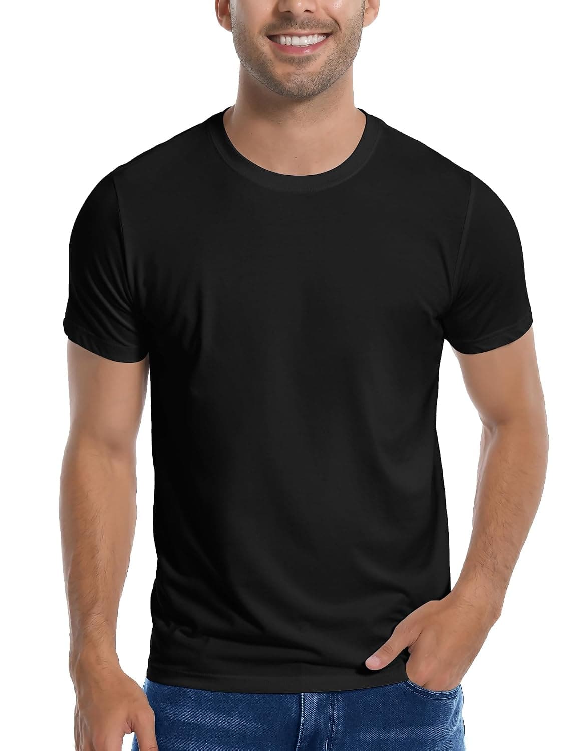 Pioneer Camp Mens Bamboo T Shirt Ultra Soft White Plain Tshirts Shirts for Men Cooling Crew Neck Casual Basic Tee Shirt