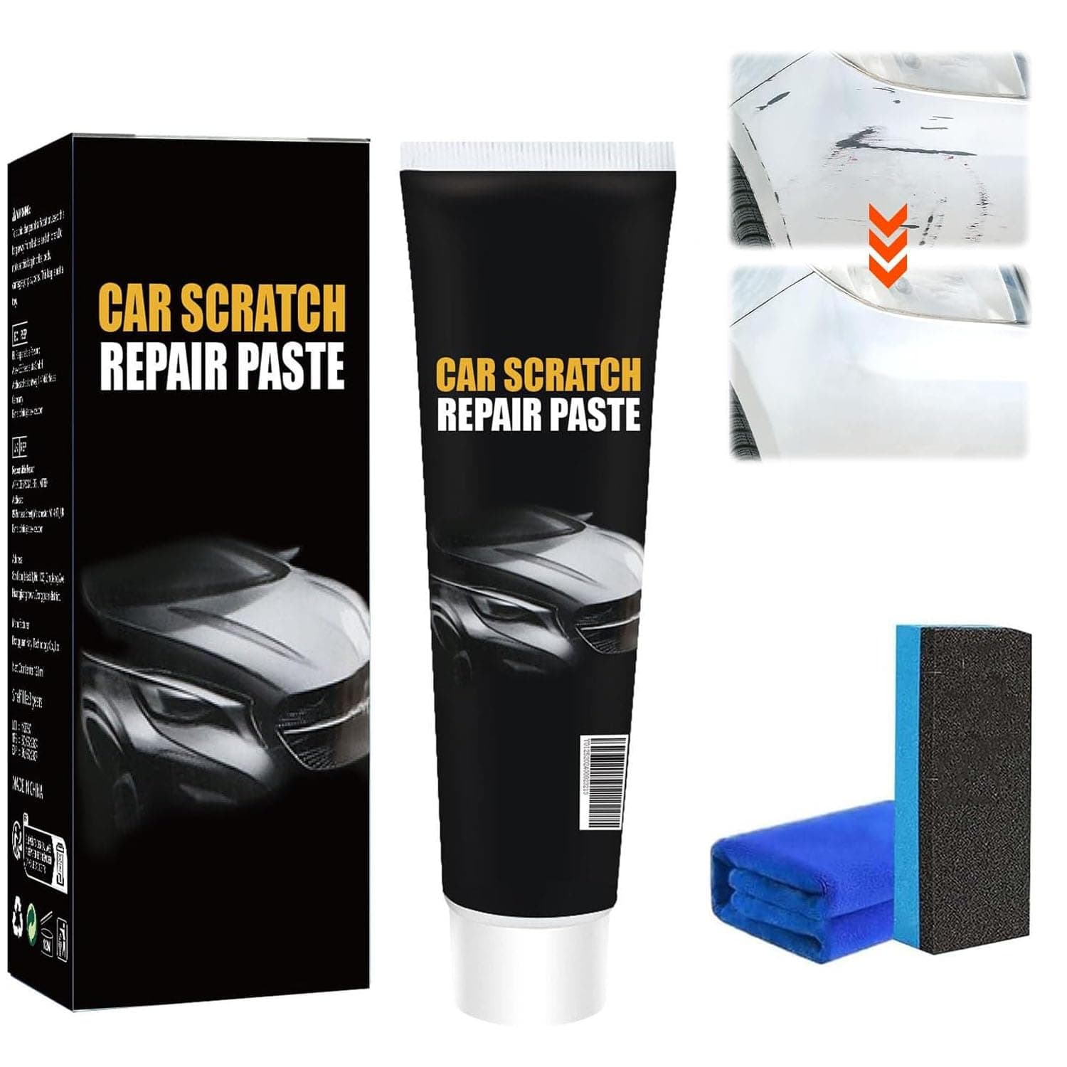 LinJie 120g Car Scratch Repair Paste, Car Scratch Remover, Upgrade Car Scratch Repair Paste Polishing Wax, Car Paint Scratchs Repair Kit with Wipe & Sponge for Vehicles for Deep Scratches