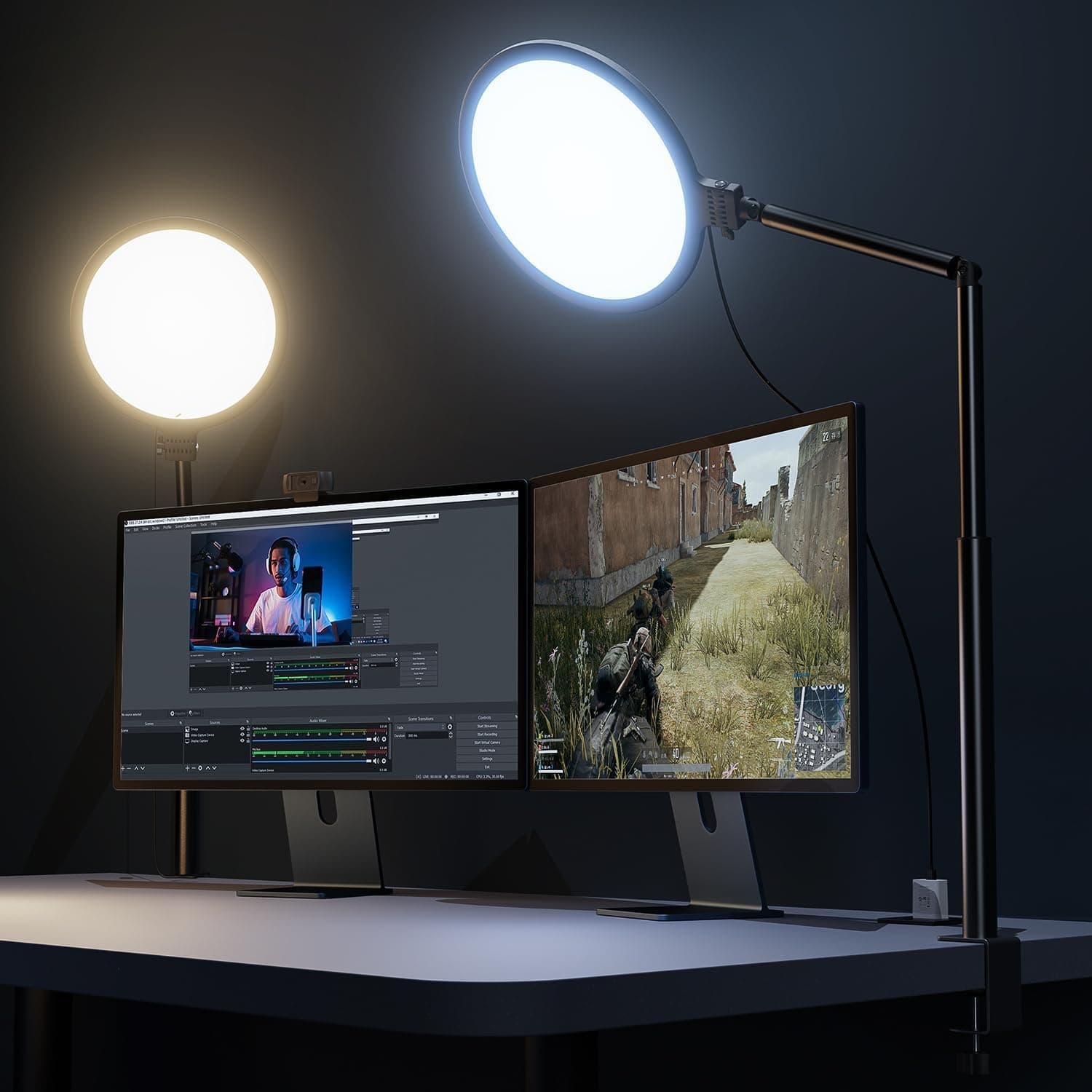 10.2" Desk Ring Light with Stand for Zoom Meetings, Ring Light for Desk with Clamp, 360° Rotate & Flexible Height Video Conference Light, Adjust Arm Desk Lamp Zoom Light for Home Office