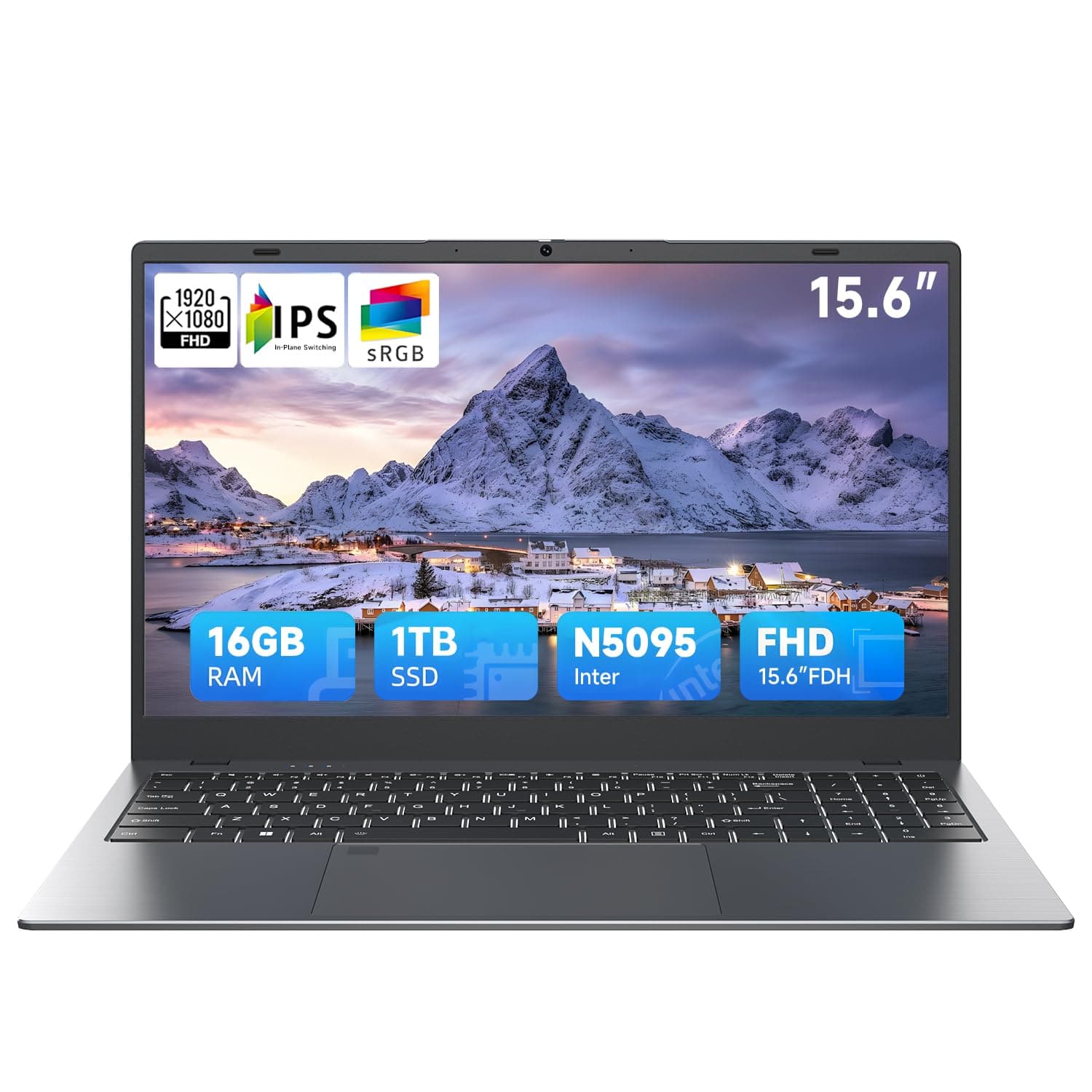 BLUEING 15.6 inch Laptop, Laptop Computer N5095 Processor (4C/4T, Up to 2.9GHz), 16GB RAM 1TB SSD(Up to 2TB), Backlit, Fingerprint, Type-C, HDMI, USB3.2, BT5, WiFi 5, Win 11, Office Suite, Laptops