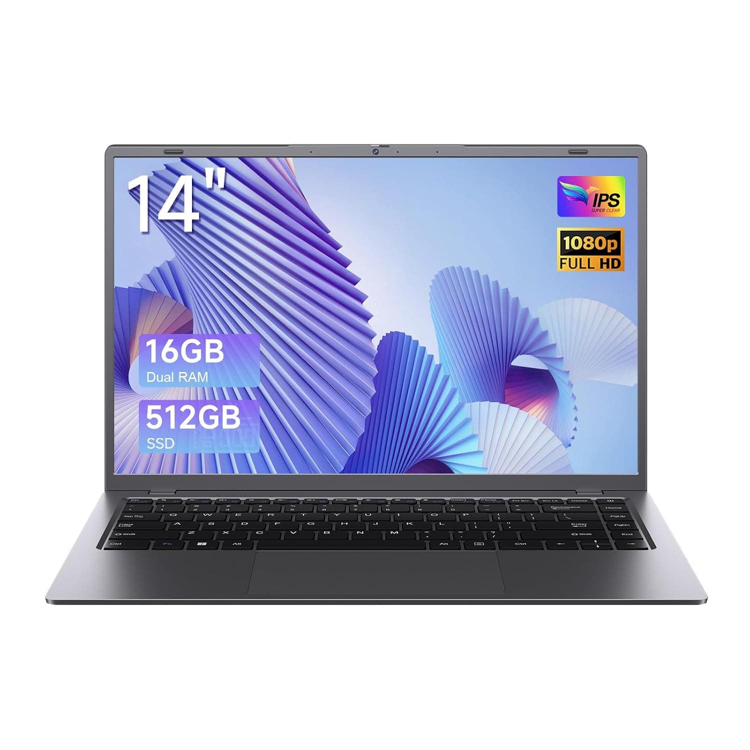 14 Inch Laptop, 16GB RAM 512GB SSD, FHD IPS Display, Student & Home Use | Laptop computer with WiFi 5, Bluetooth 5.0, Type-C, and USB 3.2 for classes, office tasks, home use, and travel