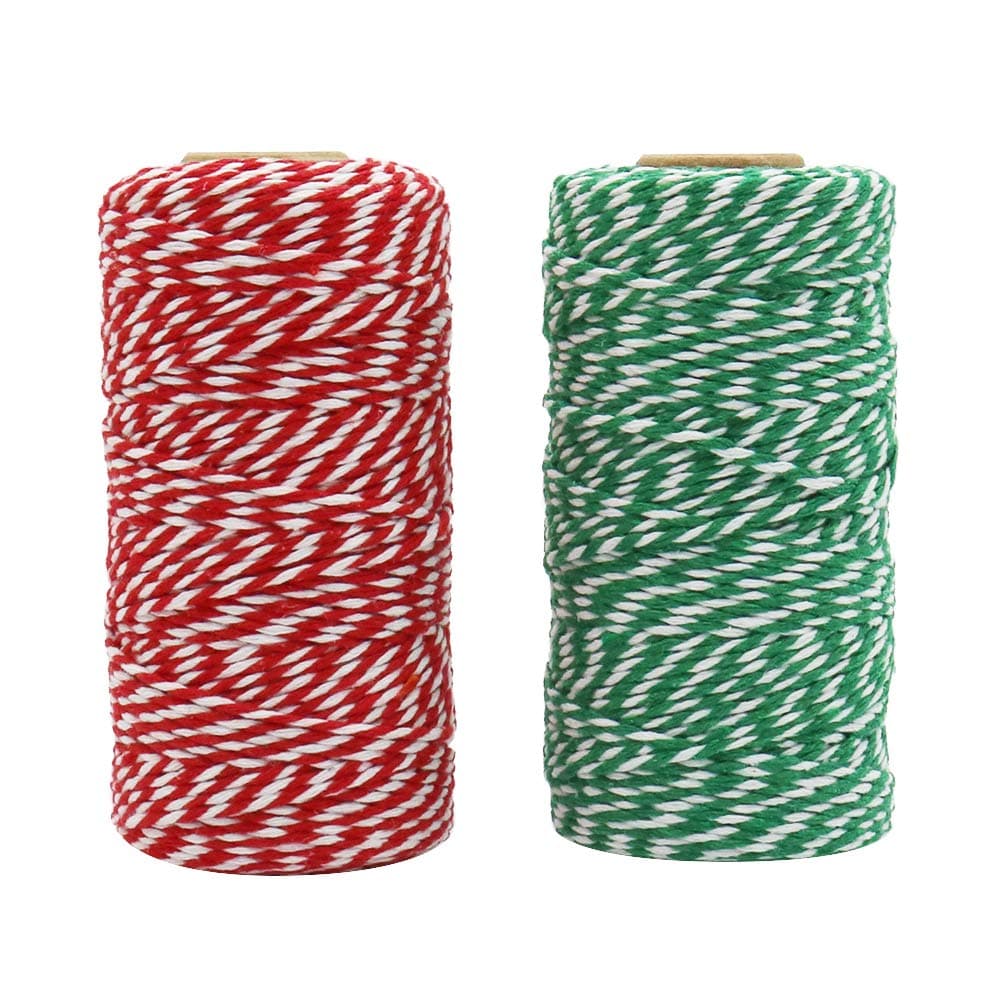Tenn Well Bakers Twine, 2 Rolls 656 Feet Cotton Twine Ribbon Twine Rope for Gift Wrapping Festival Decoration DIY Crafts & Arts (328Feet Each Roll)
