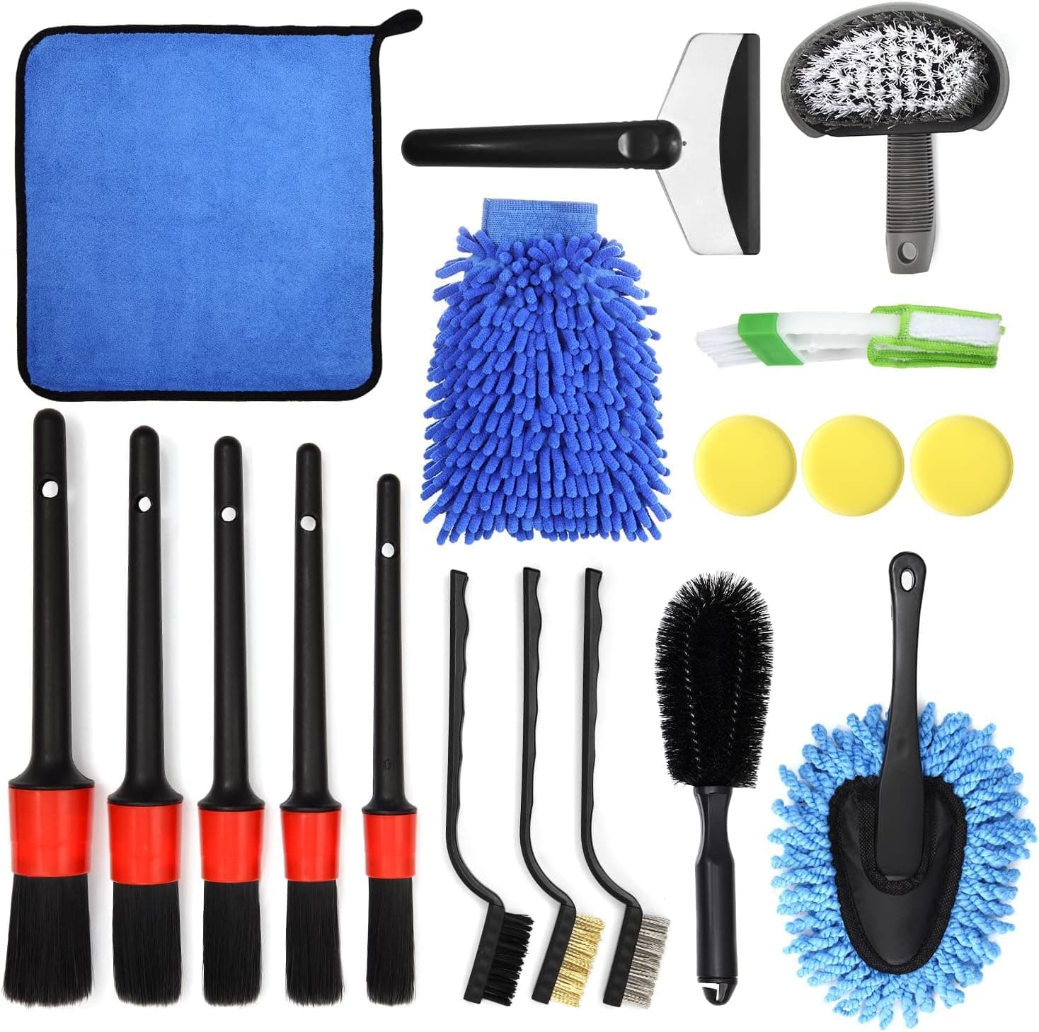 LinJie Car Wash Kit,Car Cleaning Tools,Car Wash Detailing Kit,Suitable For Indoor And Outdoor Care Kits For Cars, Motorcycles, Bicycles, Wheels, Engines, Logos, And Ventilation Ducts.(18pcs)