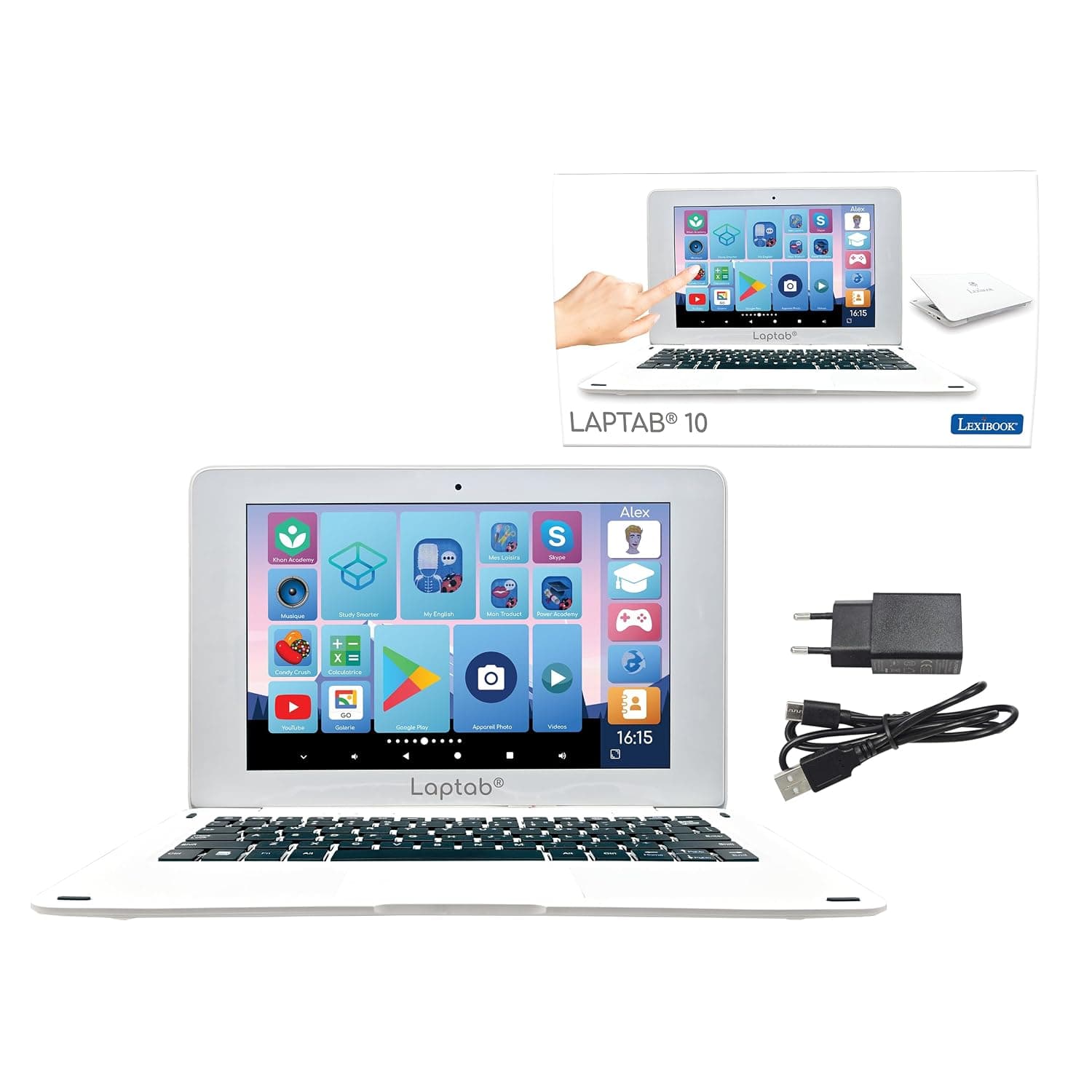 Lexibook LAPTAB® 11 Laptop with Touch Screen, Family Friendly, Educational and Fun Content, Works on Android™, Parental Control, Ultra Slim and Lightweight, LT11FR | Android, Educational Content, Parental Controls