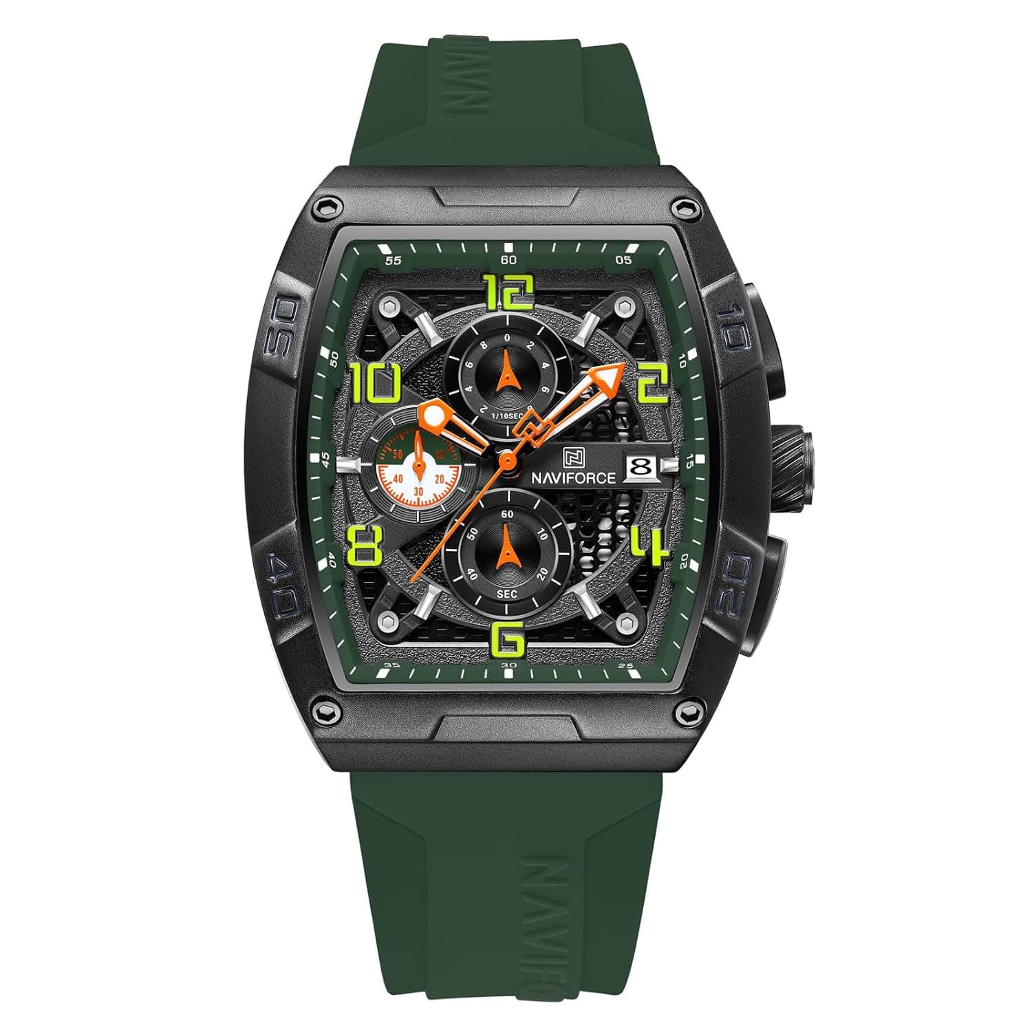 NAVIFORCE NF8052 Luminous Hollow Dial Barrel-Shaped Silicon Strap Sports Watch