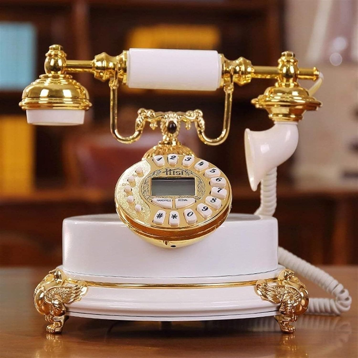 هاتف عتيق، حرفة معدنية هاتف أوروبي قديم بسيط ديكور منزلي أنيق بوتيك 23x23x24.5 سم