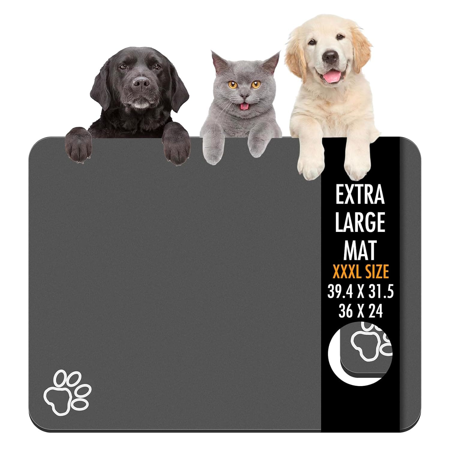 Dog Food Mat, 36" x 24" Extra Large Absorbent Dog Mat for Food and Water, Non Skid Cat & Dog Bowl Mat, No Stains Quick Dry Pet Food Mat, Dog Water Dispenser Mat, Pet Supplies Mat for Messy Drinkers