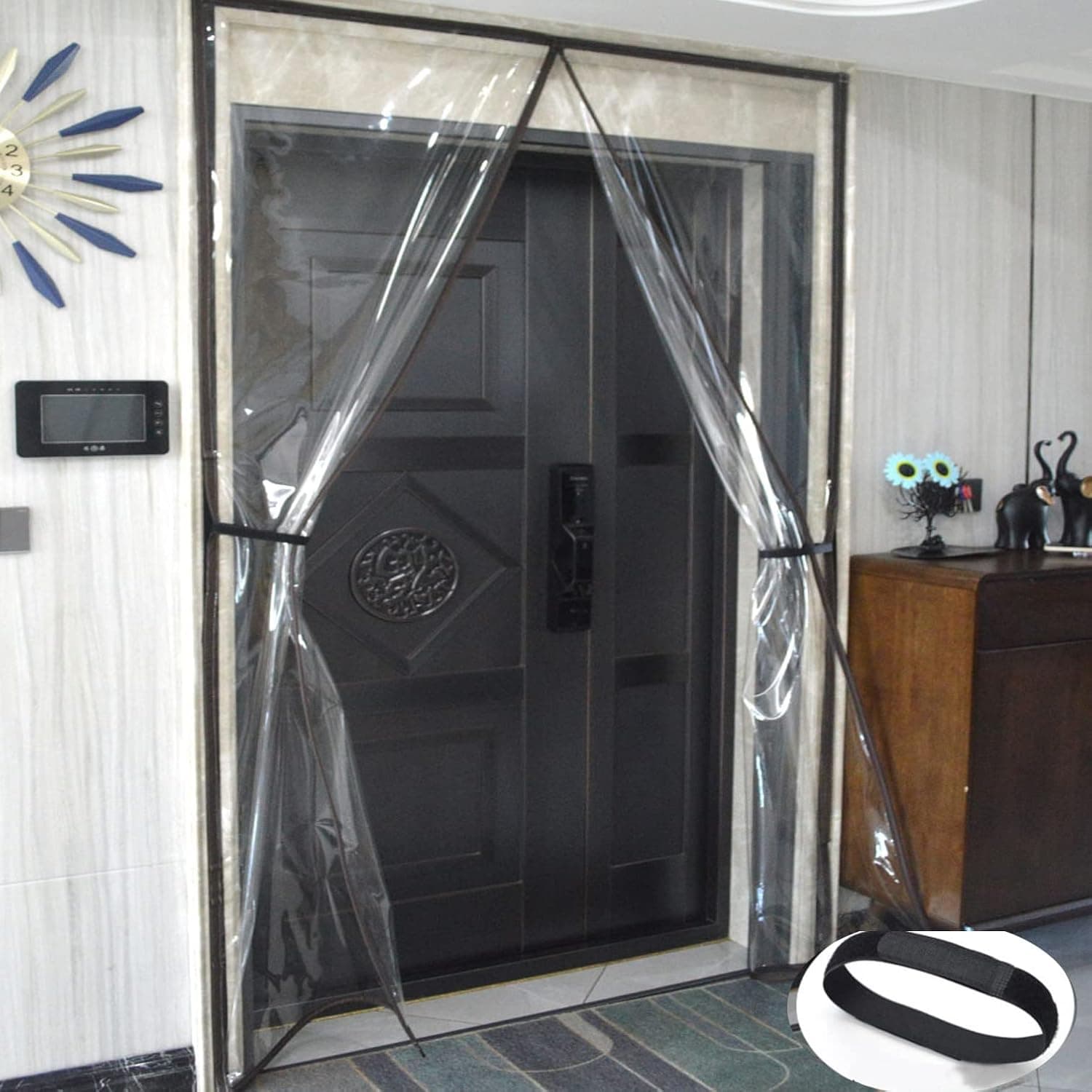 ستارة باب مغناطيسية عازلة للحرارة ومقاومة للرياح والماء من بلاستيك PVC تحافظ على الهواء البارد في الخارج، مثالية لمكيفات الهواء والمطابخ