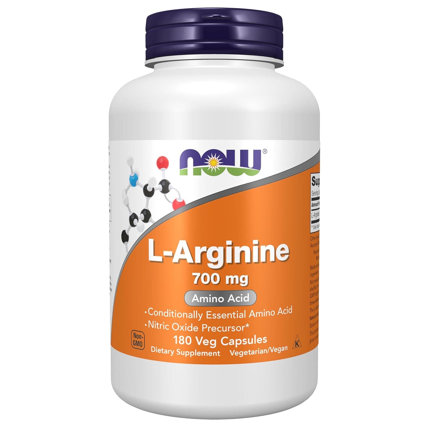 NOW Supplements, L-Arginine 700 mg, Nitric Oxide Precursor*, Amino Acid, 180 Veg Capsules