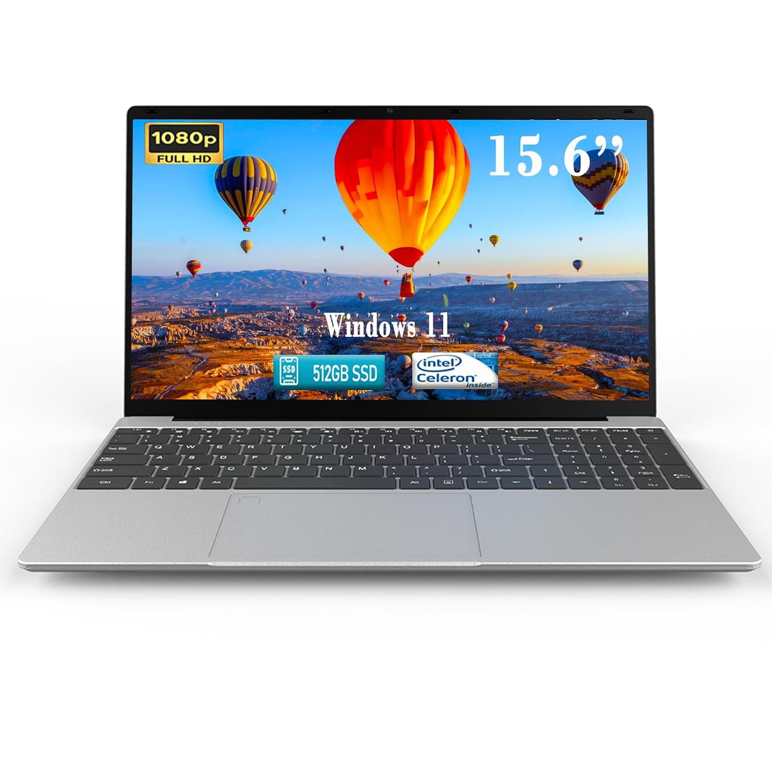 Laptop Computers,15.6" IPS 1080P Screen,N5095 Processor 4C 4T Up to 2.9Ghz 8GB RAM 512GB SSD, Laptops with Fingerprint Recognition Backlit Keyboard,WiFi, USB-C(Data),USB 3.0, Webcam, HDMI