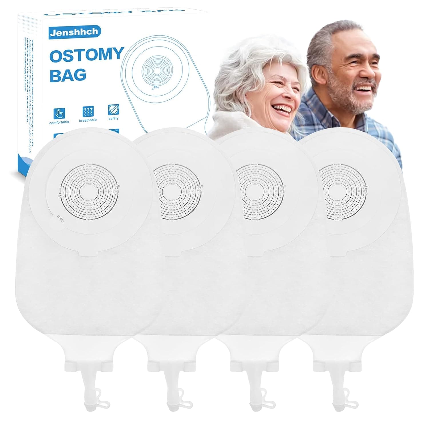 20 PCS One-Piece Urostomy Bag Drainable Pouches with Measure Card, Anti-Backflow System Urostomy Supplies with Drain Valve Closure for Urostomy Stoma Drainable 15-60mm Care Cut-to-Fit