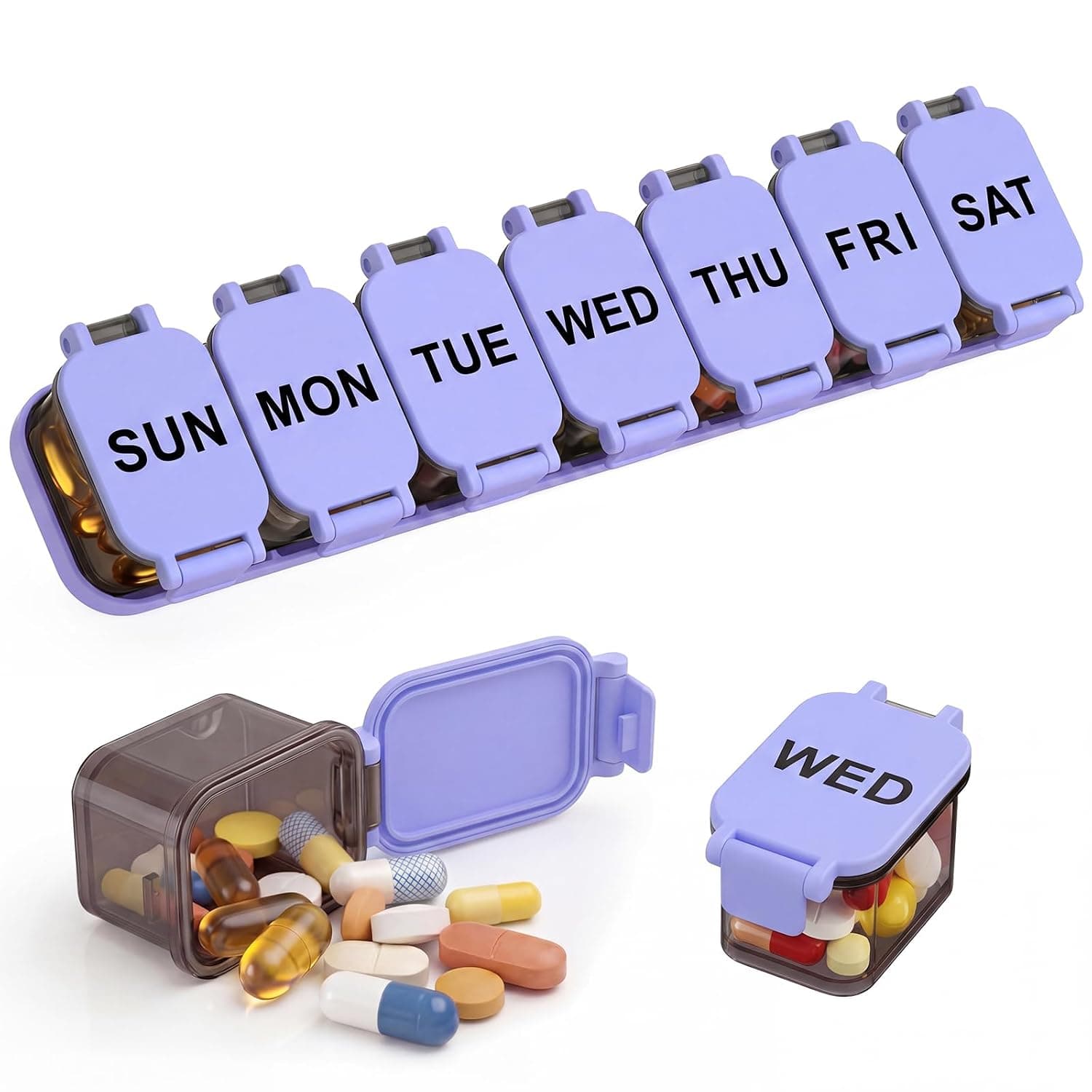 Yaklim Extra Large Weekly Pill Organizer, Detachable 1 Time a Day Pill Box