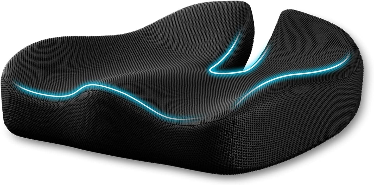 YelaJoy Seat Cushion, Extra Large Memory Foam Cushion for Office Chair Cushions, Ergonomic Cushions Pad Pillow for Pressure Relief Sciatica & Pain Relief for Long Sitting