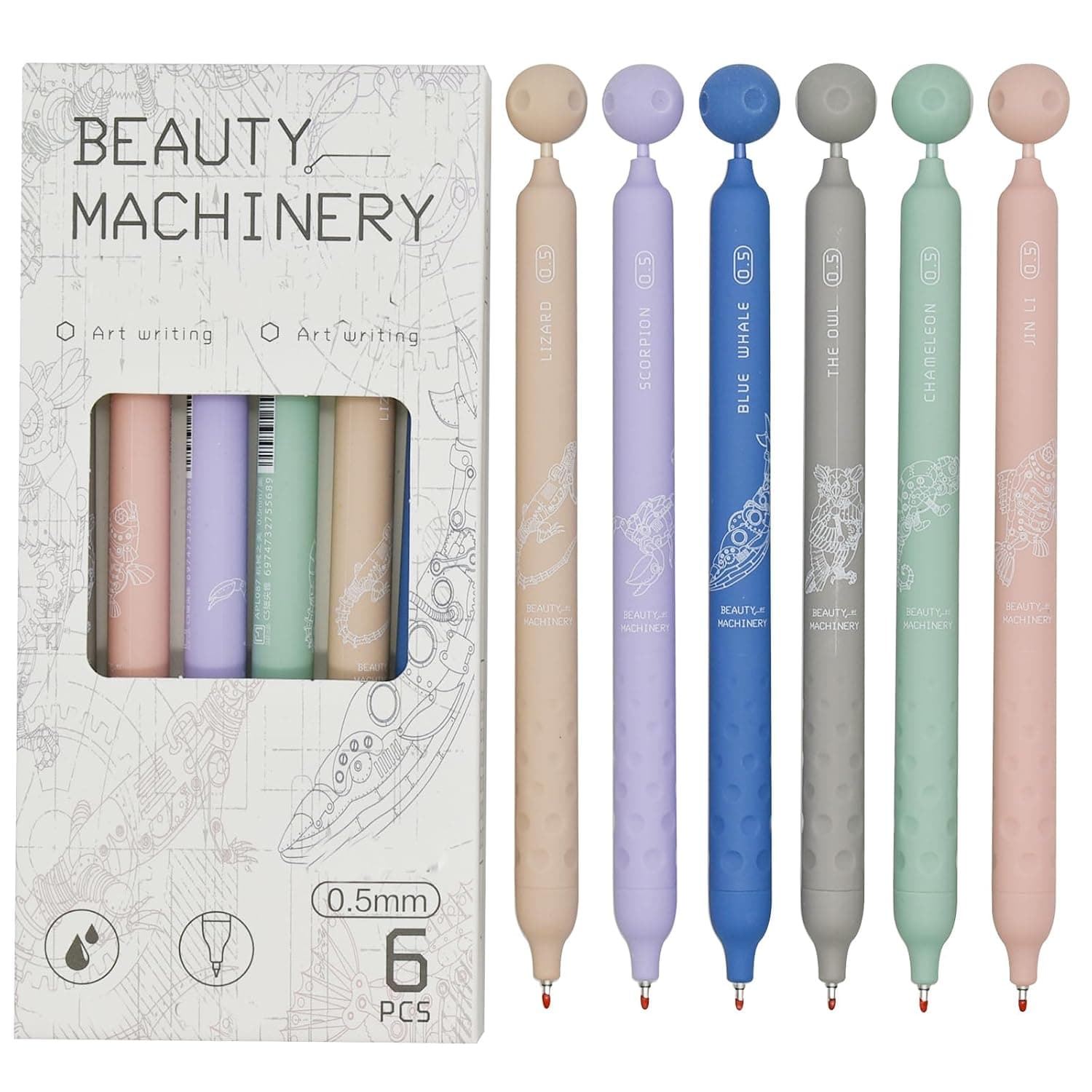 Maydahui 6PCS Retractable Planet Beauty Machinery Gel Pens Novelty Space Ink Pens High-end Pens Black Ink For School Home Office Supplies Party Favor