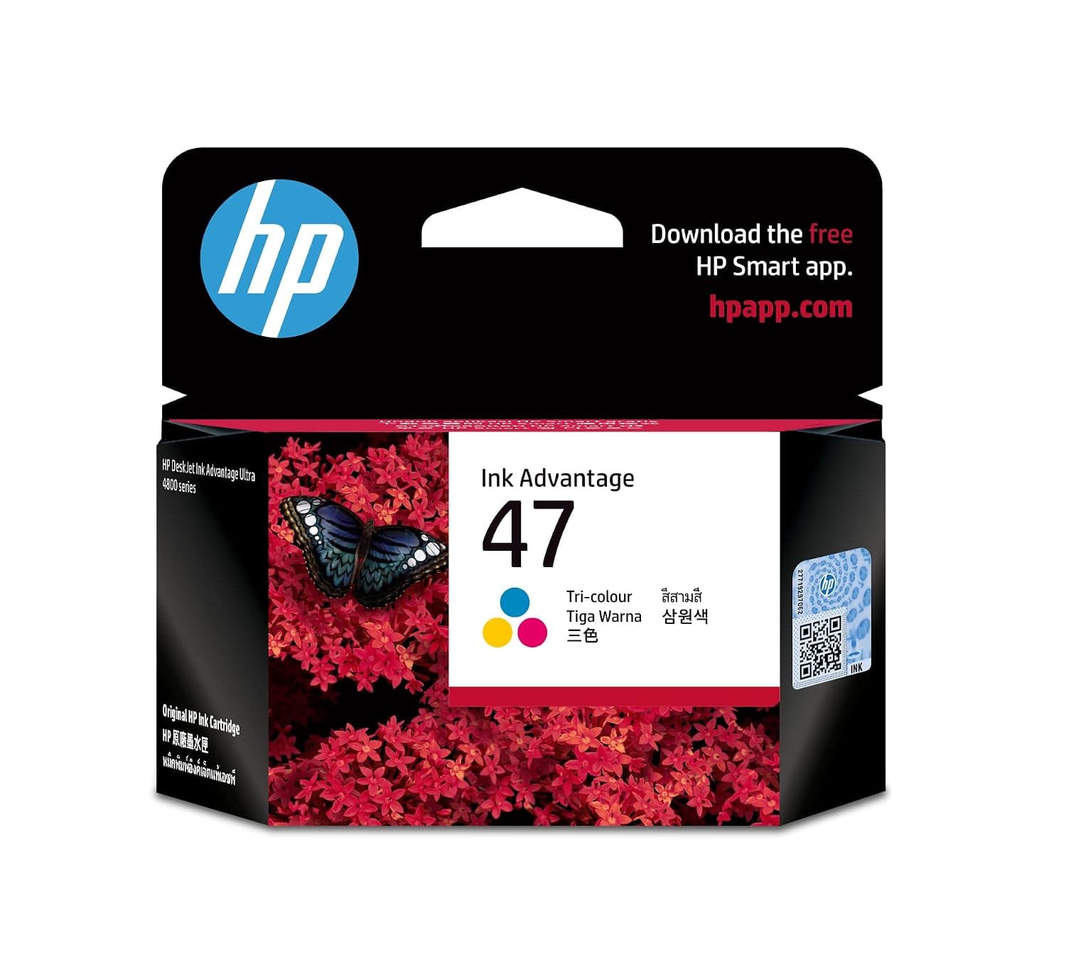 Hp 47 Tri-Color Original Ink Advantage Cartridge, 6Zd61Ae, Cyan, Magenta, Yellow-1pc