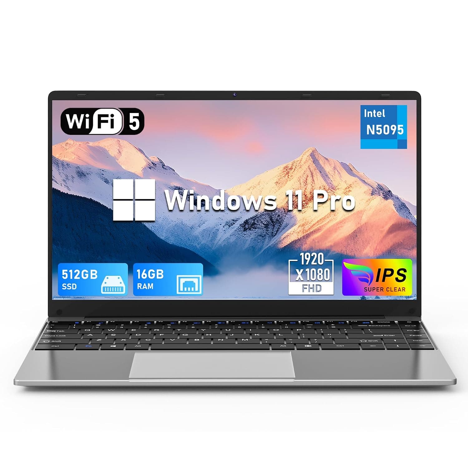 NIAKUN 14 Inch Gaming Laptop, N5095 Laptop Computer(up to 2.9GHz), 16GB RAM 512GB SSD, FHD 1920 * 1080, 180 Angle Open, Windows 11 Pro, 2.4G+5G WiFi, BT 4.2, Mini HDMI
