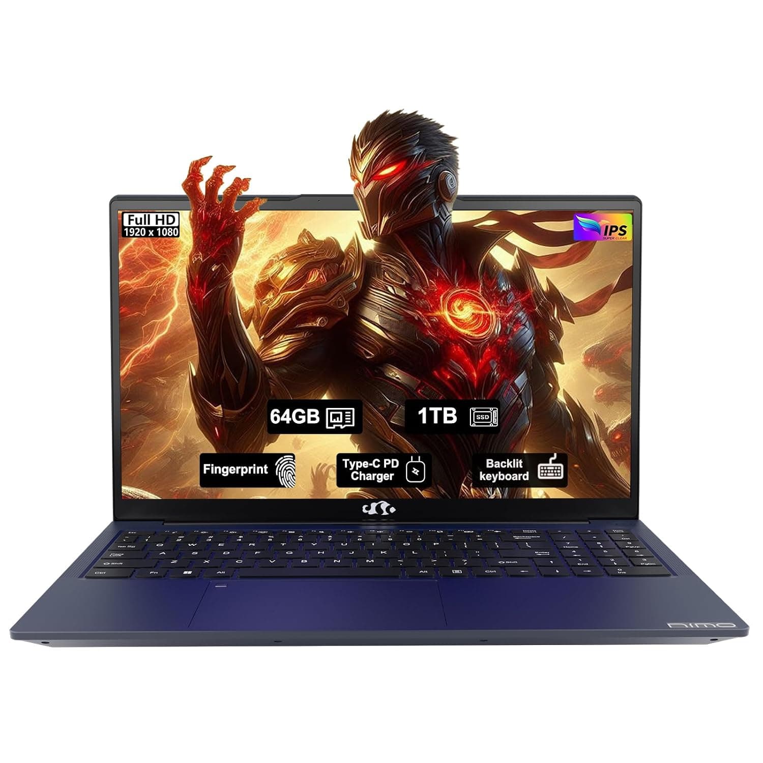 NIMO 15.6" IPS FHD-Gaming-Laptop, AMD Ryzen 5 6600H 6-Cores 660M GPU 64GB DDR5 RAM 1TB SSD(Beat i7-1165G7, Up to 4.5GHz) Computer with 100W GaN Type C Fingerprint Backlit Keyboard Win 11