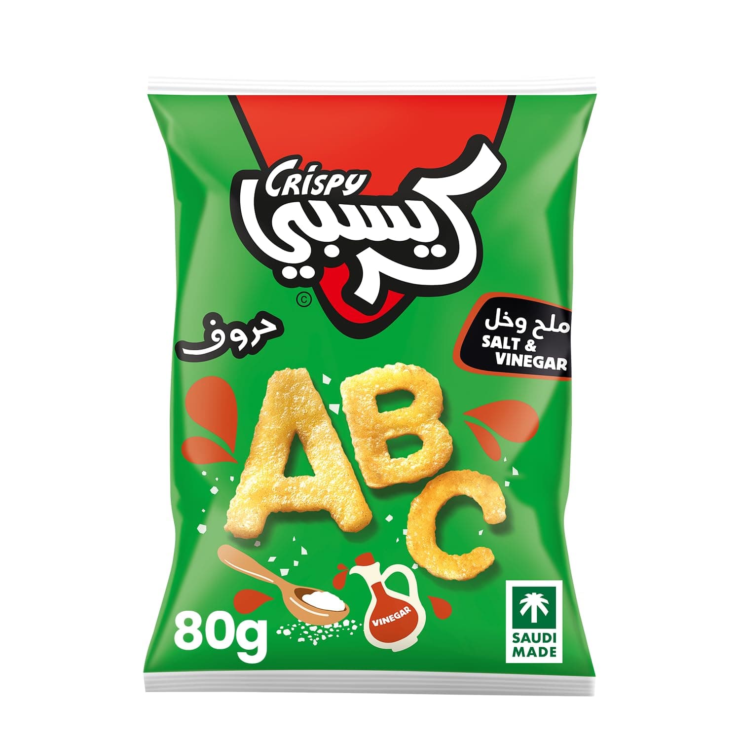 Crispy Letters Chips With Salt And Vinegar, 80G - Pack of 1