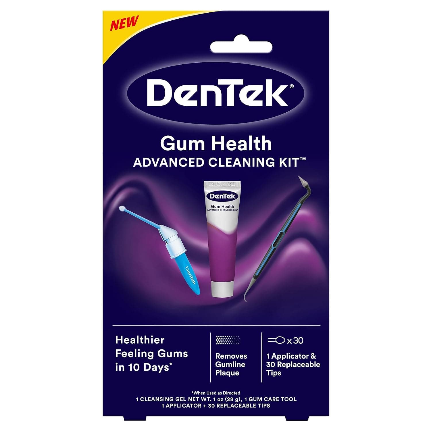 Dentek Gum Health Advanced Cleaning Kit, Oral Care Hygiene Kit with Gum Stimulator Tool & Cleanser and Plaque Scraper for Teeth, Dental Tools for Clean & Healthy Gums | Remove Food & Plaque, Designed for Kids', For Tight Teeth & Small Hands, Fun Flossers, Kid-Friendly Dental Floss