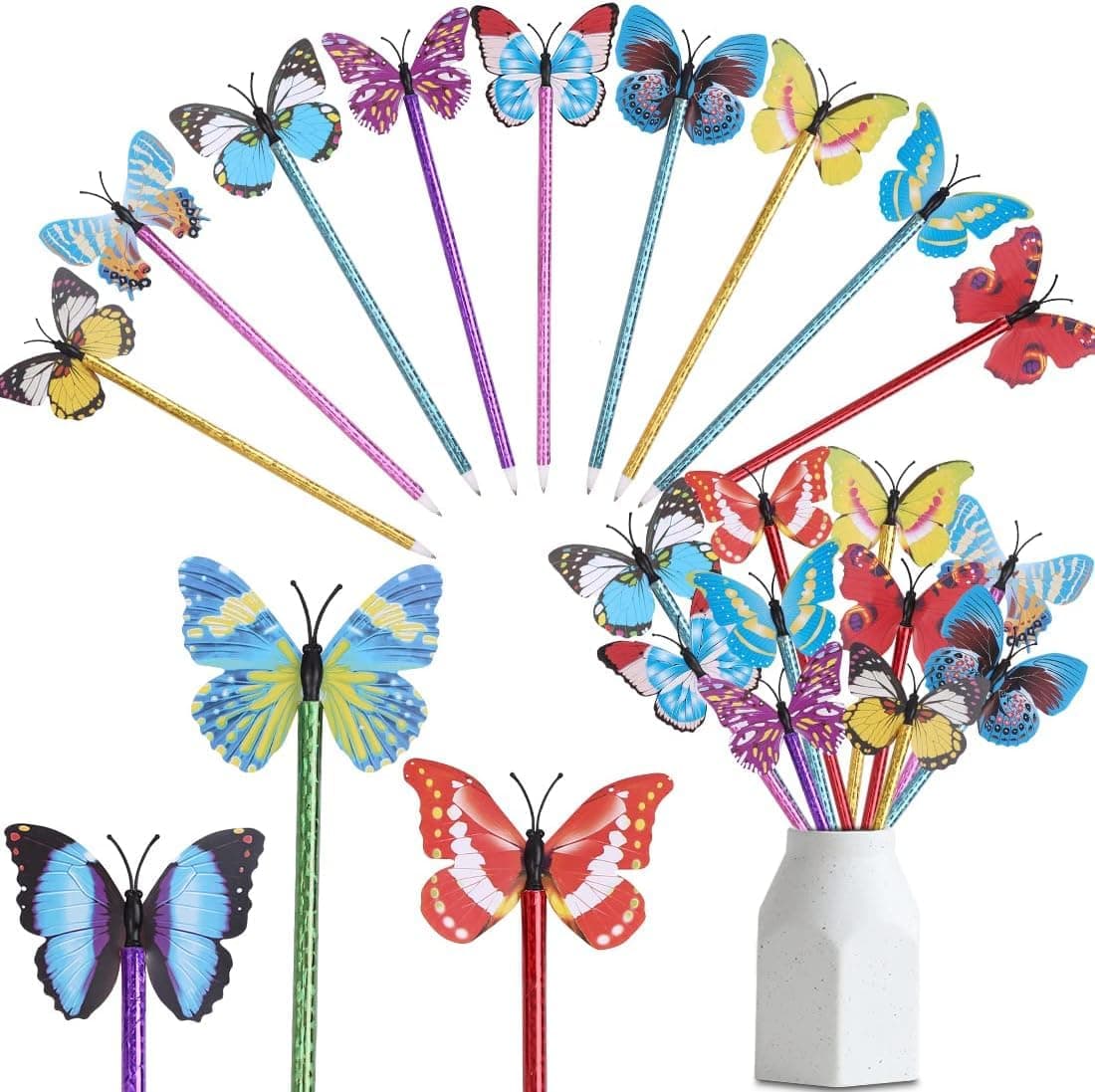 25 Pieces Butterfly Ballpoint Pens,0.5 mm Random Butterfly Black Ink Pens for School Office Supplies Home Decor Party Gift.
