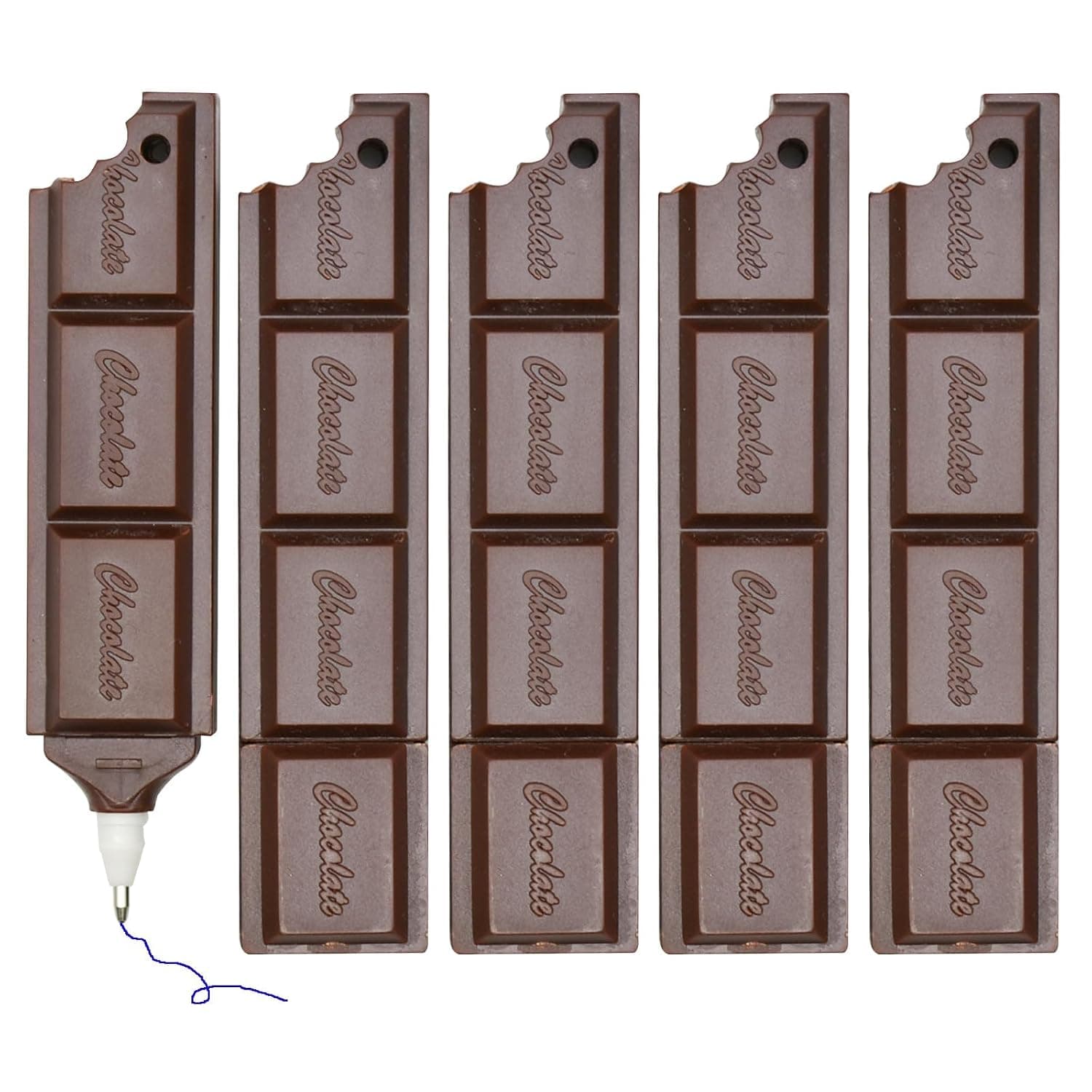 Chocolate Shape Ballpoint Pens, Simulation Food Novelty Pens, Black Ink Funny Writing Tools for School, Office, Party Favors, 5-Pack