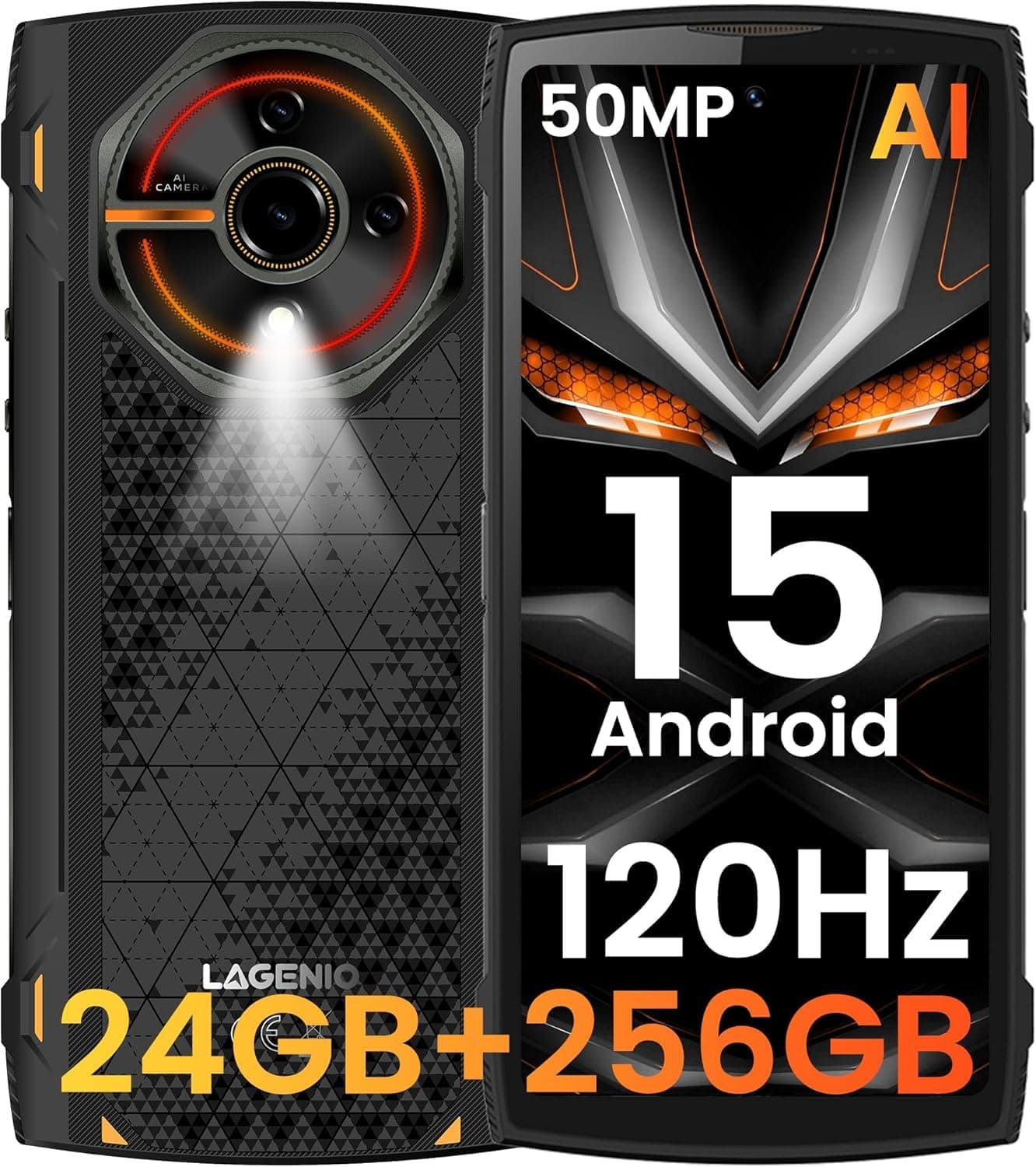 جوال بانثر 2 برو المقاوم للصدمات شريحتين– 24GB رام 256GB ذاكرة داخلية – بطارية قوية – كاميرا 50MP – Android 15-لون أسود