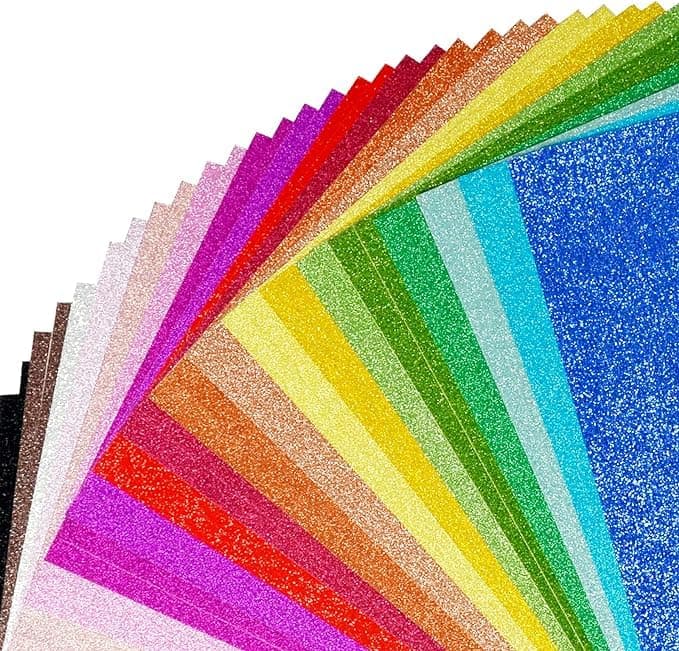 Glitter Cardstock Paper, 100 Sheets 100 Colors, Premium A4 Cardstock Glitter Construction Paper, Colored Glitter Paper for DIY Art Projects, Wedding Birthday Party Decors, Gift Box Wrapping, 250 GSM