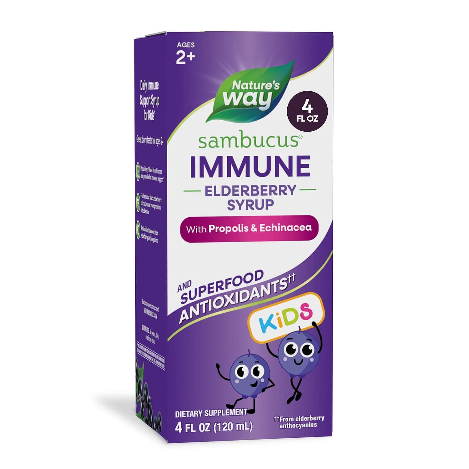Nature's Way, Sambucus For Kids, Standardized Elderberry, Original Syrup, 4 fl oz (120 ml)
