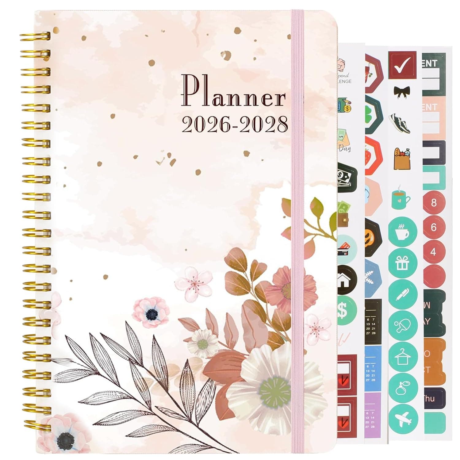 2026-2028 A5 Monthly Planner/Calendar, January 2026 to December 2028, Includes 4 Stickers, Metal Corners, Twin-Wire Binding, for School, Office, and Home Use - 16 cm x 21 cm