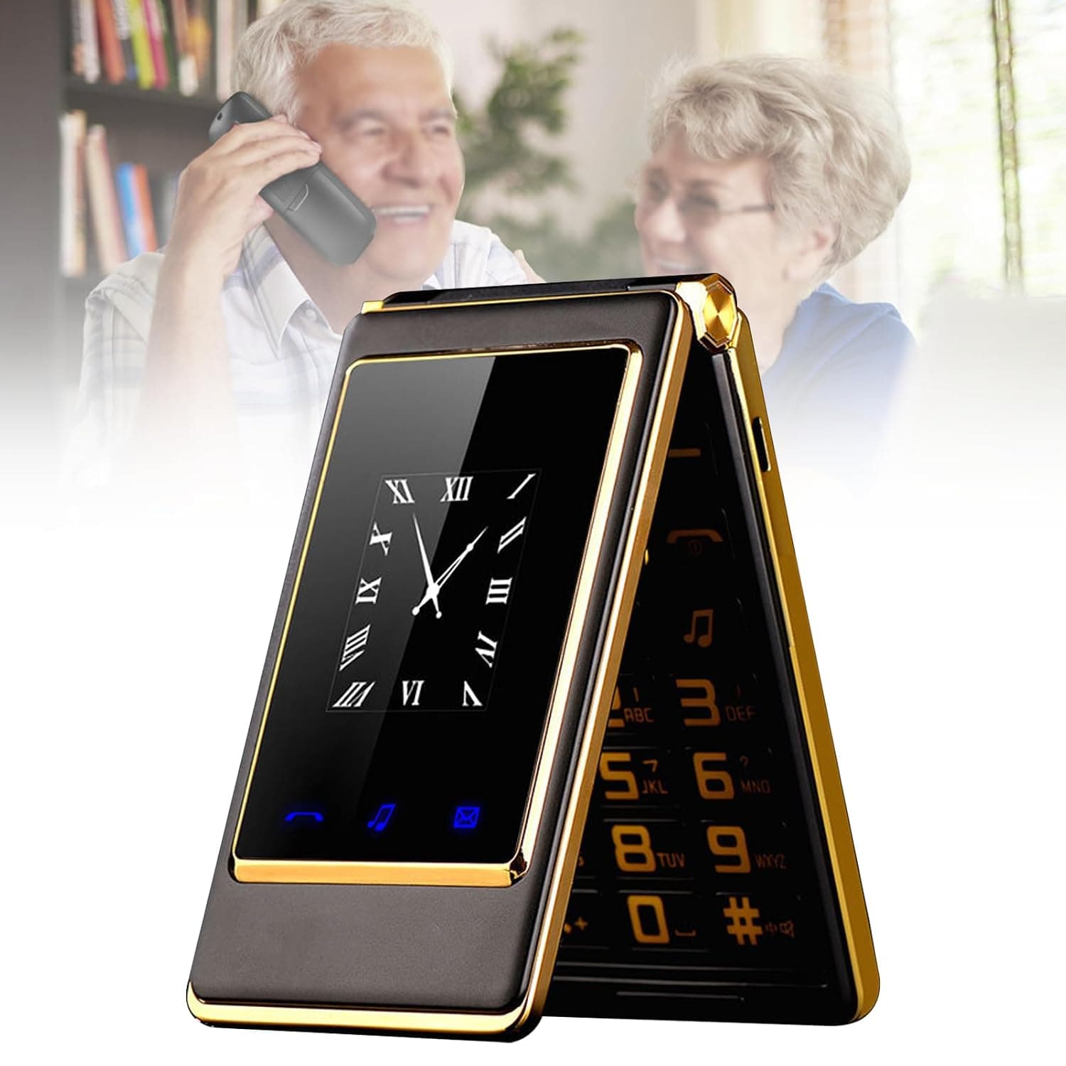 Basic Elderly Mobile Phone, Large Keyboard, Fonts, Display, Speakers, Waterproof, Rich Functions, Easy Use, Black