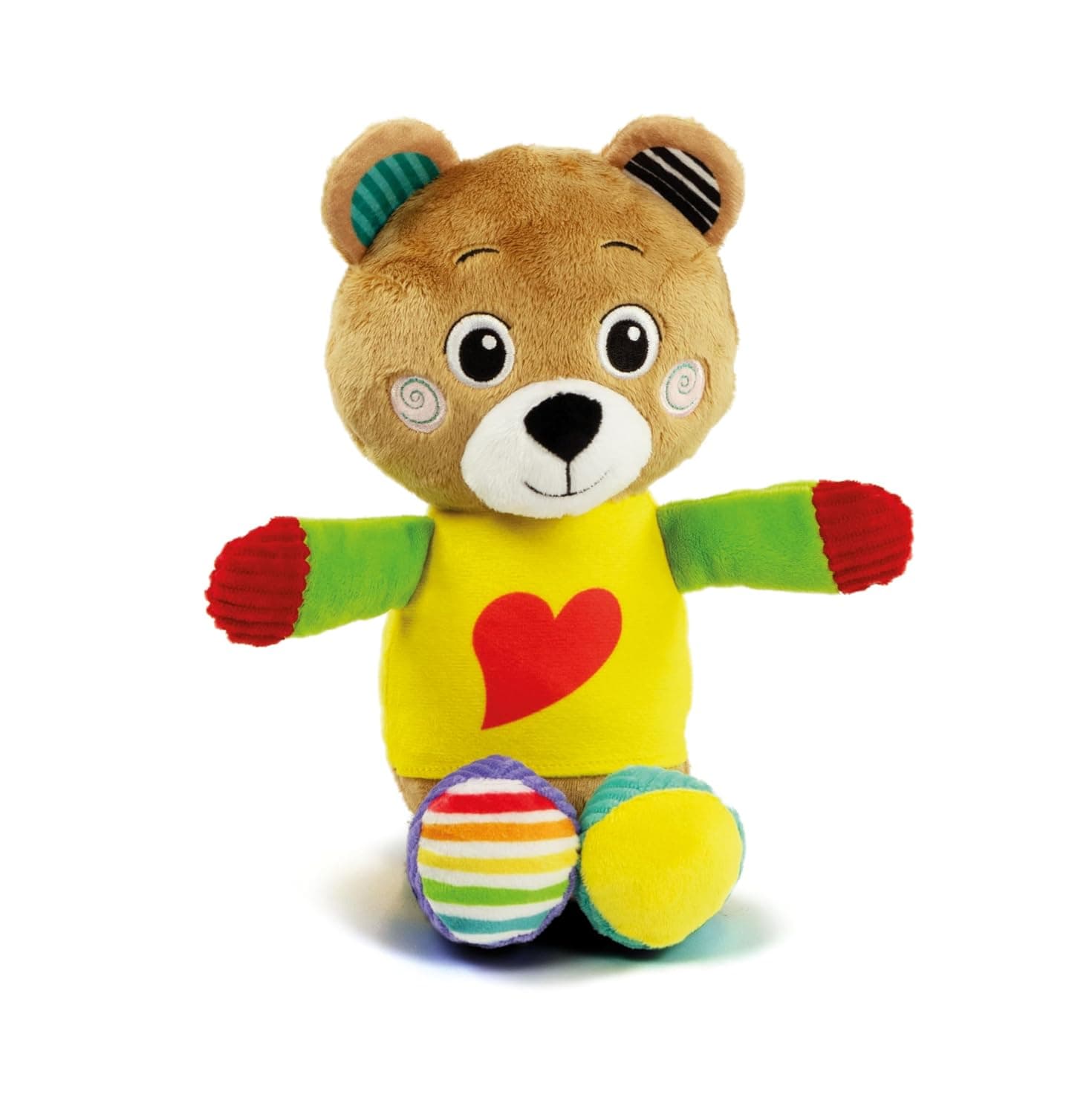 Clementoni Baby Infant Plush Bob New Born Gift, Animal Soft, Early Development & Activity, Sensory Learning Toys, Cuddly Bear, Toddler 0 Months, Machine Washable, 17906, Multicolour