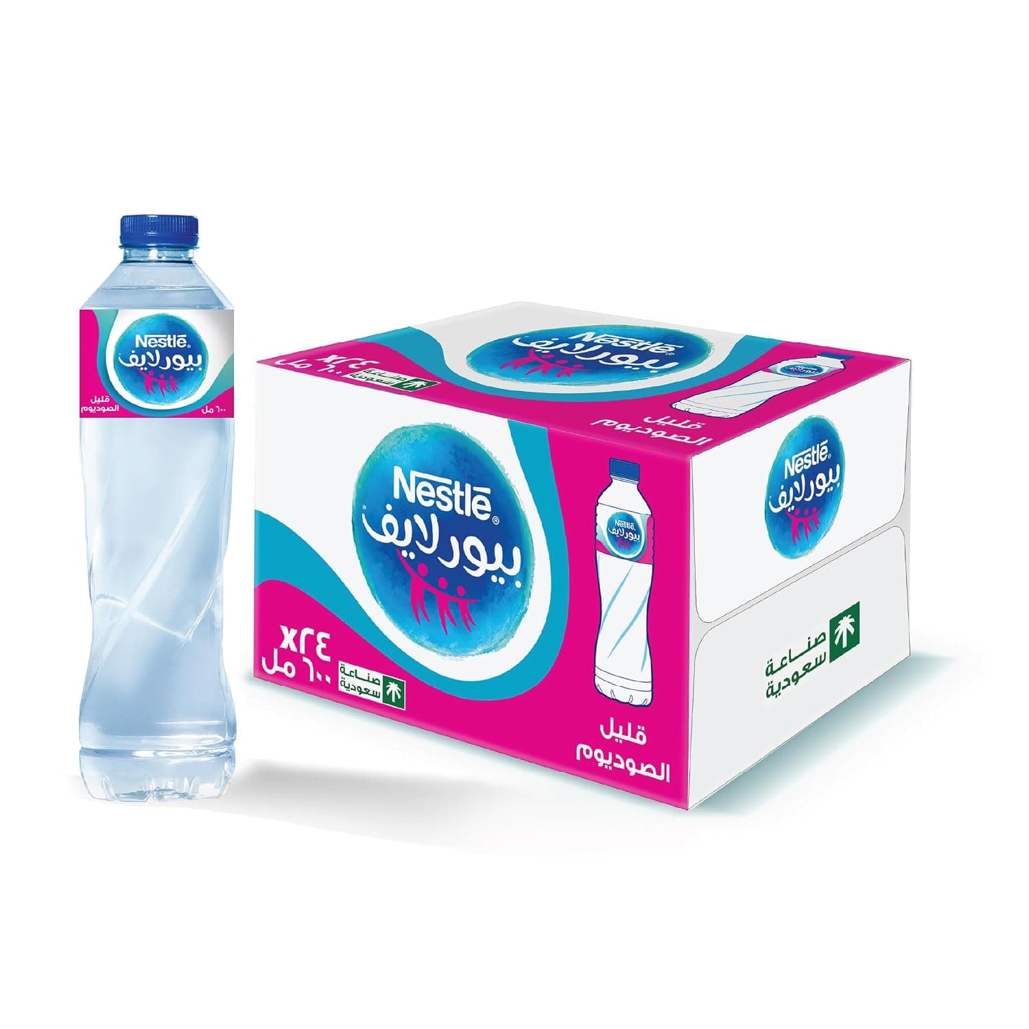 مياه شرب مقطرة معباة نستله بيور لايف - 24 × 600 مل