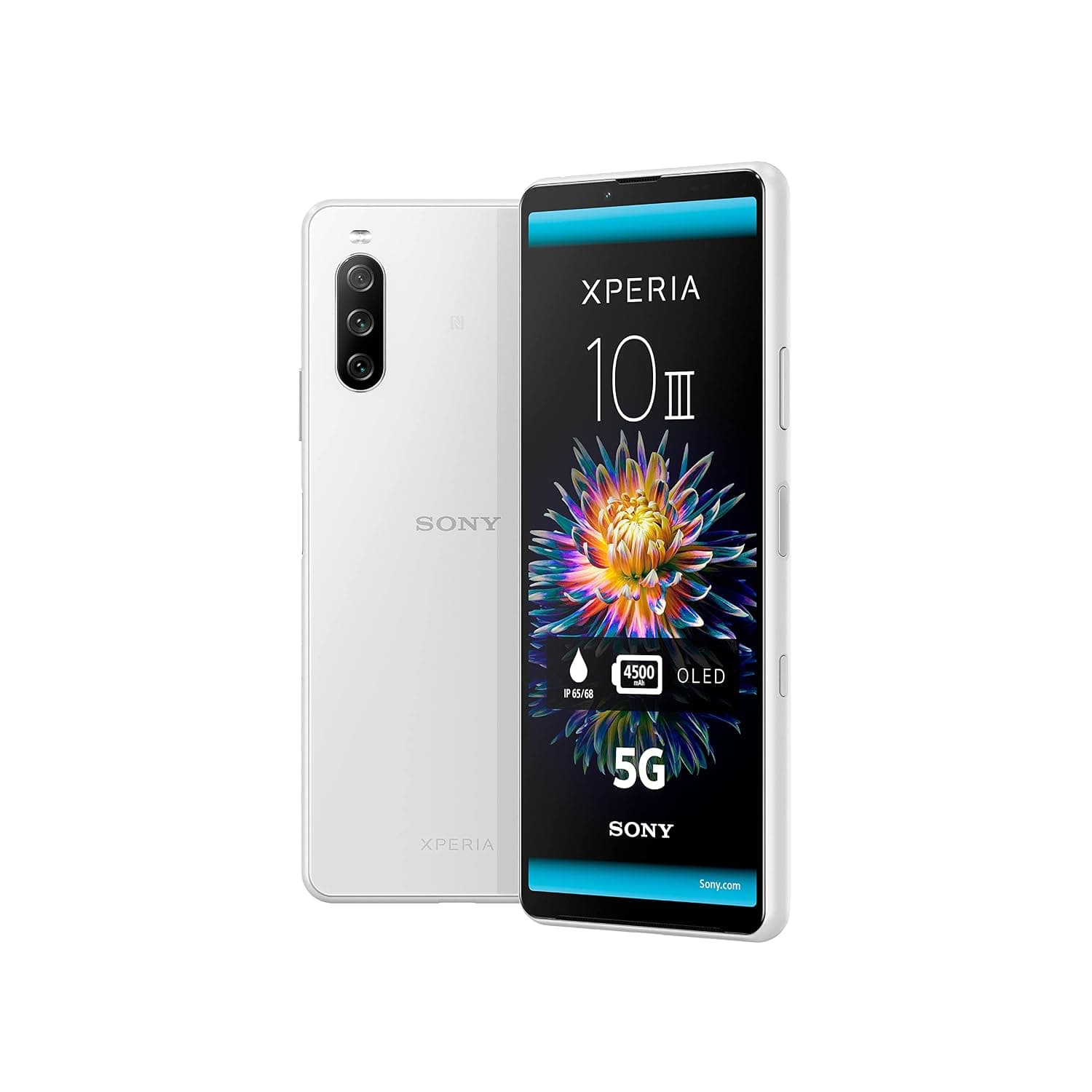 Sony Xperia 10 III - 6.0 Inch 21:9 Wide™ FHD+ HDR OLED display - Triple lens camera - 3.5 mm audio jack - Android 11 - SIM free - 6GB RAM - 128GB Storage - IP65/68 rating - Dual SIM hybrid* - White