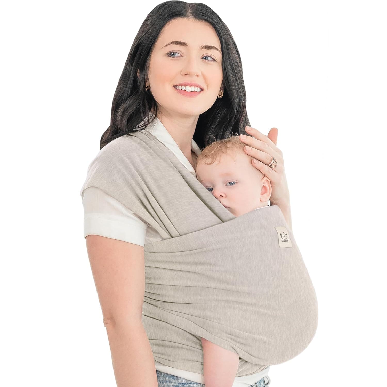 KeaBabies Original Wrap Baby Carrier, Stone Gray, Ergonomic, Adjustable, Breathable, Hands-Free Baby Carrier, Newborn to Toddler Comfort