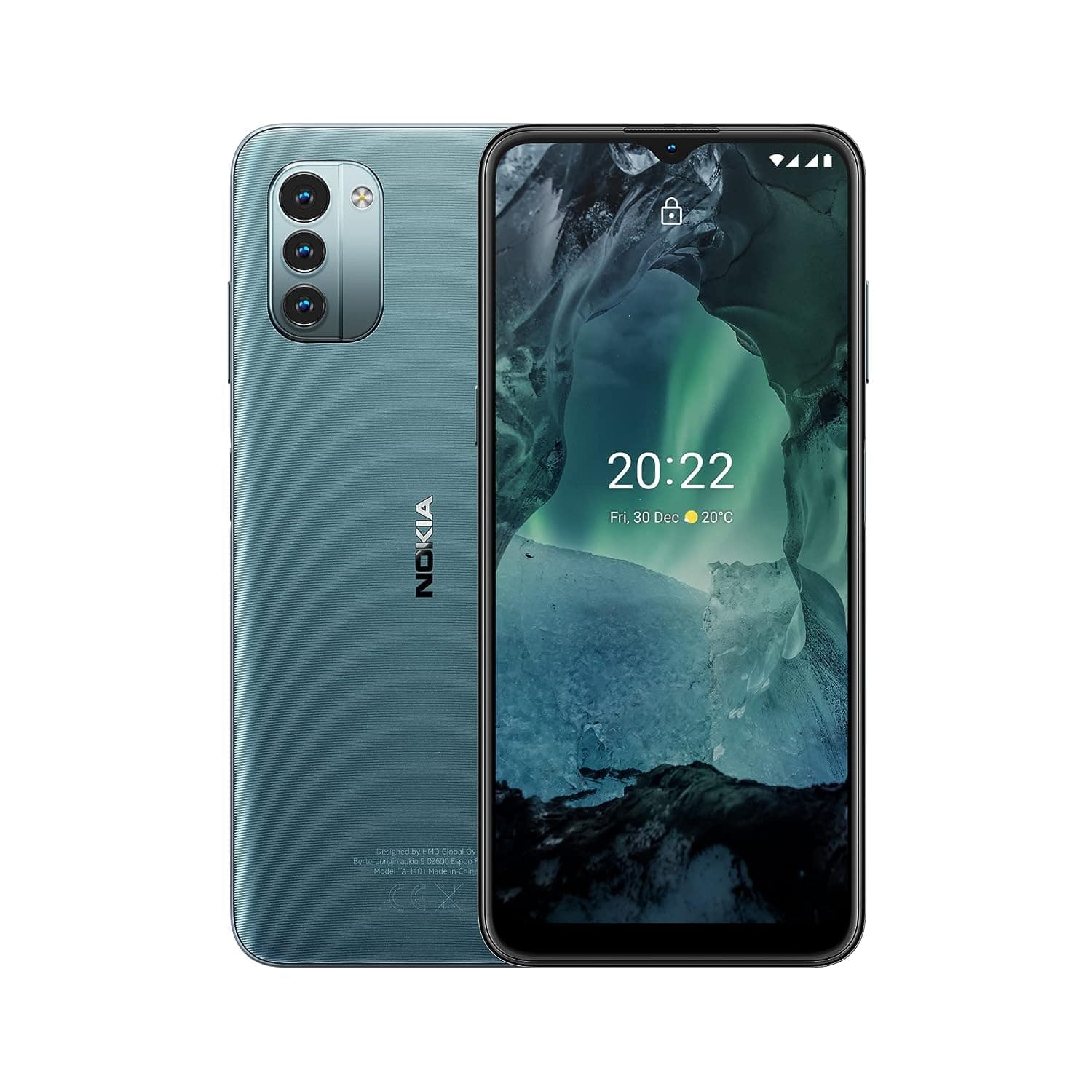 Nokia G11 Android Smartphone, Dual Sim, 4 GB RAM, 64 Memory, 6.5HD+ Screen,5050 mAh battery, 12 Ready, Face Unlock, Finger Print Sensor– Ice