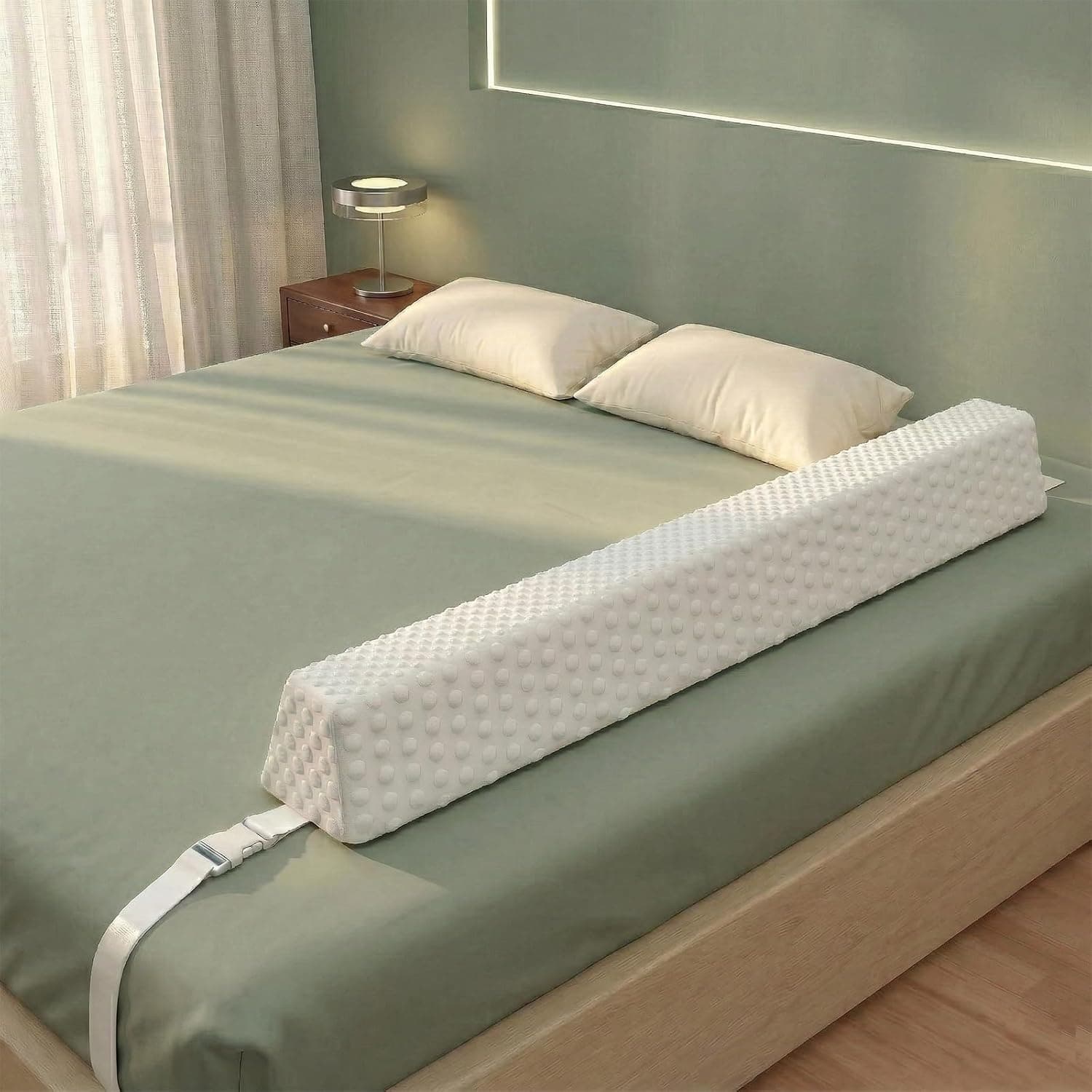 YENING Bed Bumpers for Toddlers with Strap Under Sheet Anti-Slip Foam Bed Bumper for Twin Full Queen King Kids Bed