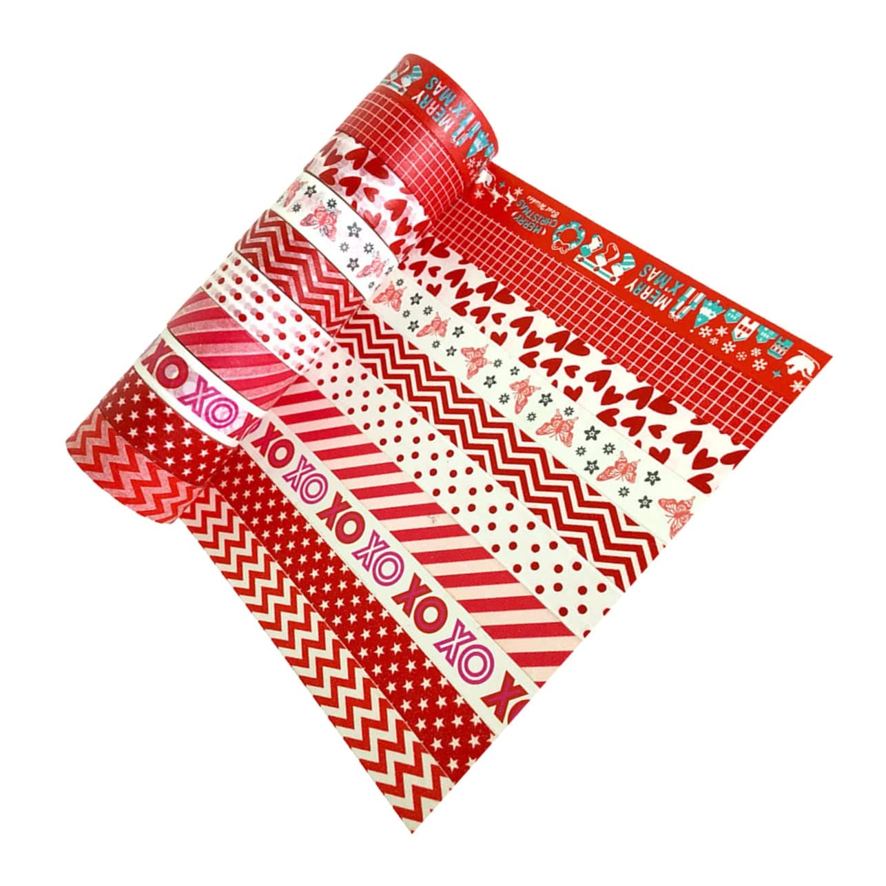 Bulk Tape Stationery Set Vintage Scrapbook 10pcs Christmas Washi Tape Craft Decorative Set Xmas Washi Decorative Tape Vintage Chinese Japanese Tape Gift Wrapping Tape DIY Tape Red