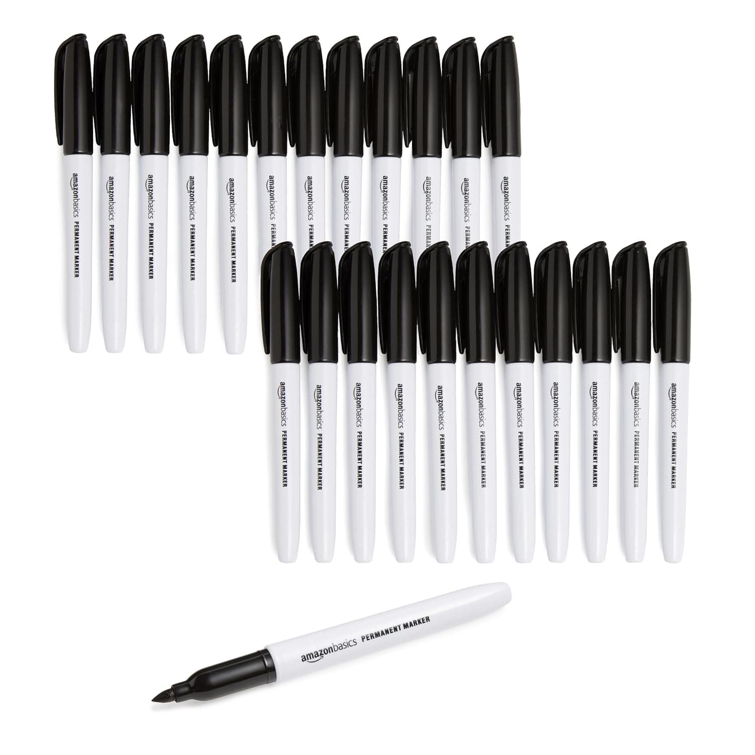 Amazon Basics Fine Point Tip Permanent Markers, Black, 24-Pack
