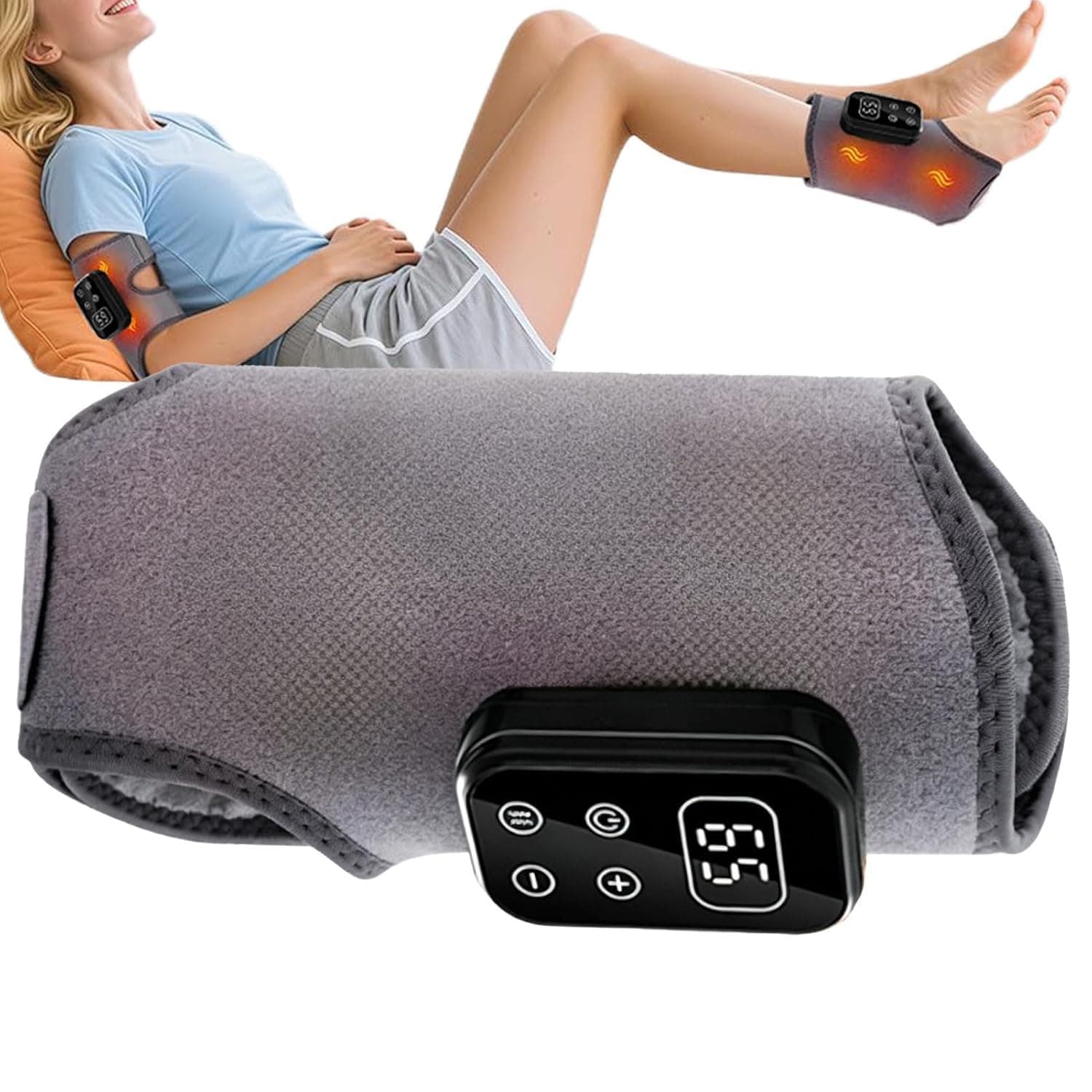 Ankle Heating Pad with Massage Portable Cordless Brace Wrap with Vibration | Heated Ankle Wrap for Women Men Arm Home Office Travel Relaxation