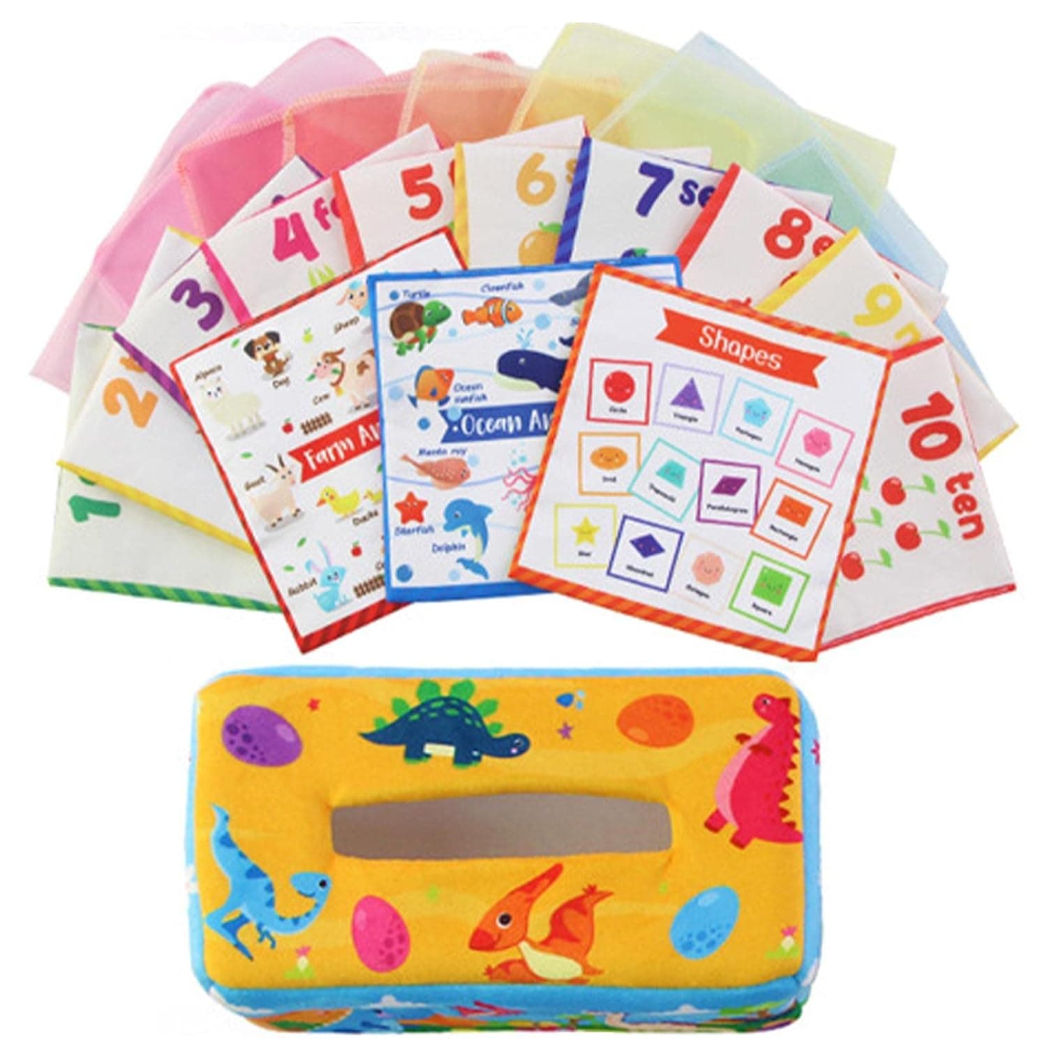 Toy | Sensory Pull Along Toddler Infant Baby Tissue Box,Rainbow Dance Scarves for Toddler, Infants Educational Preschool Learning (Color : Dinosaur)