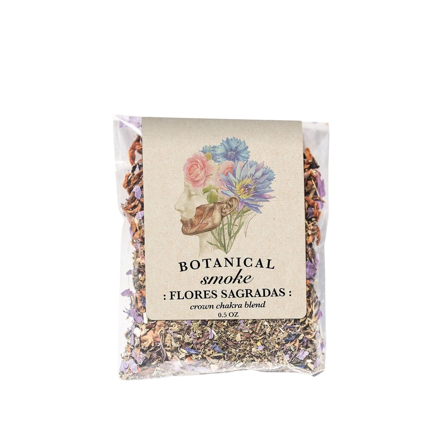 Anima Mundi Apothecary Flores Sagradas - Crown Chakra Blend - Organic Herbal Blend with Mugwort and Rose Petals to Promote Relaxation (0.5oz)