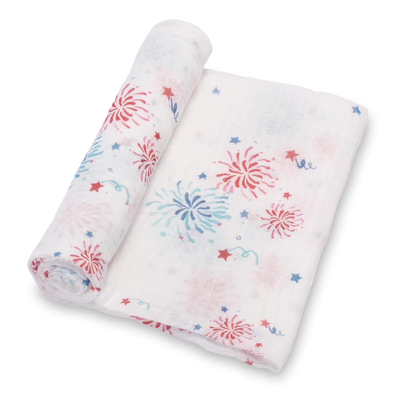 LollyBanks Swaddle Blanket | 100% Muslin Cotton | Gender Neutral Newborn and Baby Nursery Essentials for Girls and Boys, Registry | Fireworks Print