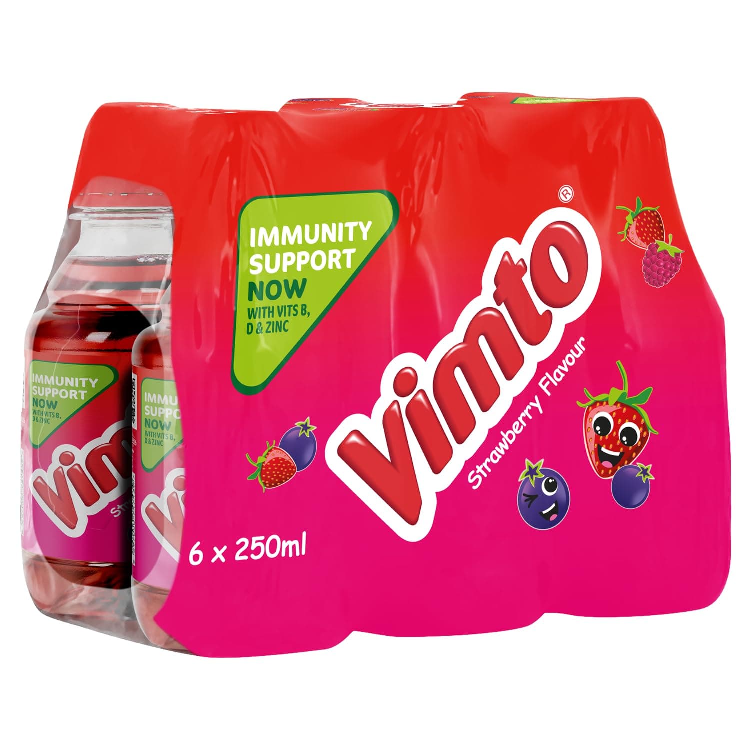 Vimto Strawberry Flavour Juice in Pet Bottle, 6 x 250 ml