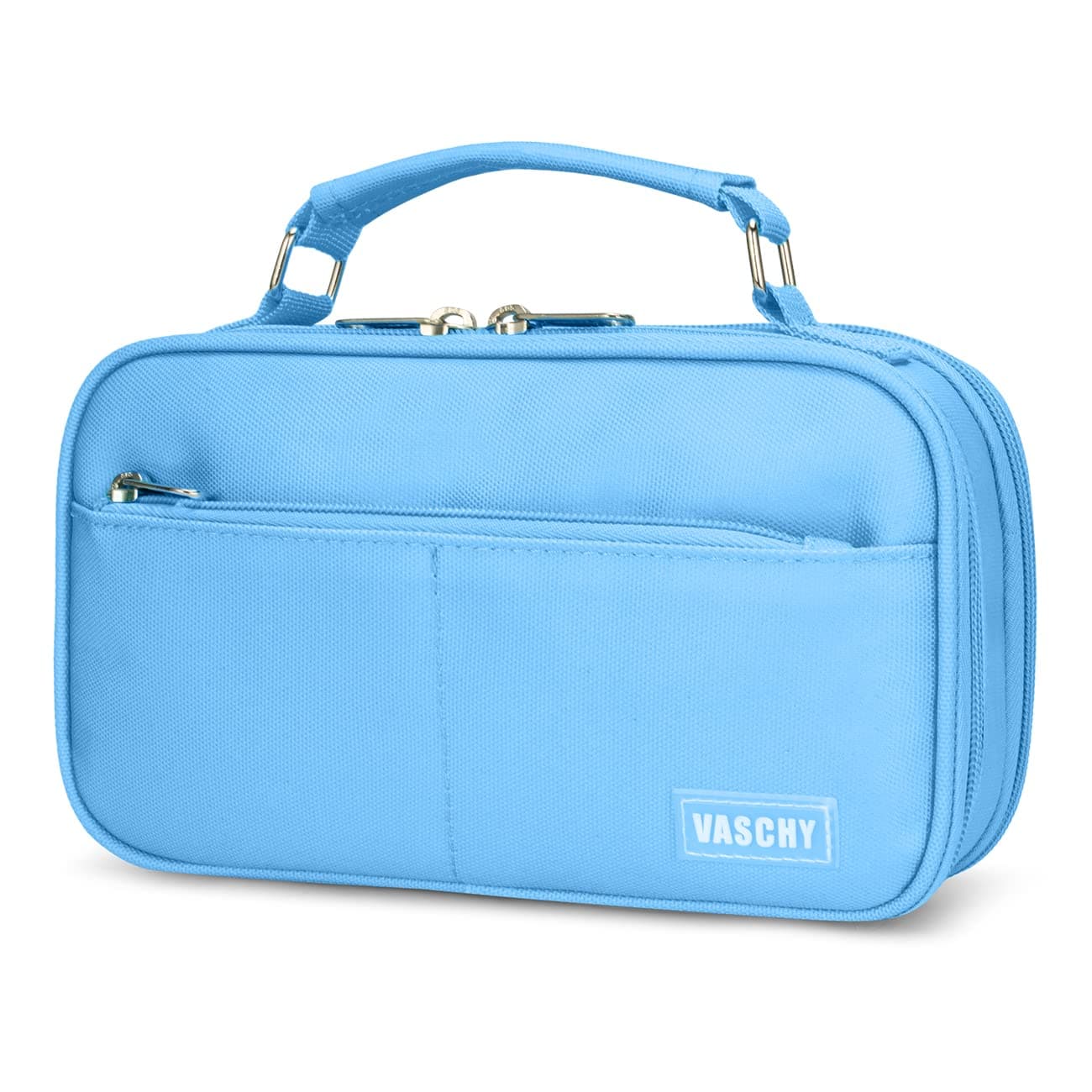VASCHY Pencil Case, Aesthetic Kawaii Large Pencil Pouch Stationary Pencil Bag/Box for Preppy Middle School College Students, Pen Organizer Holder School Supply Blue