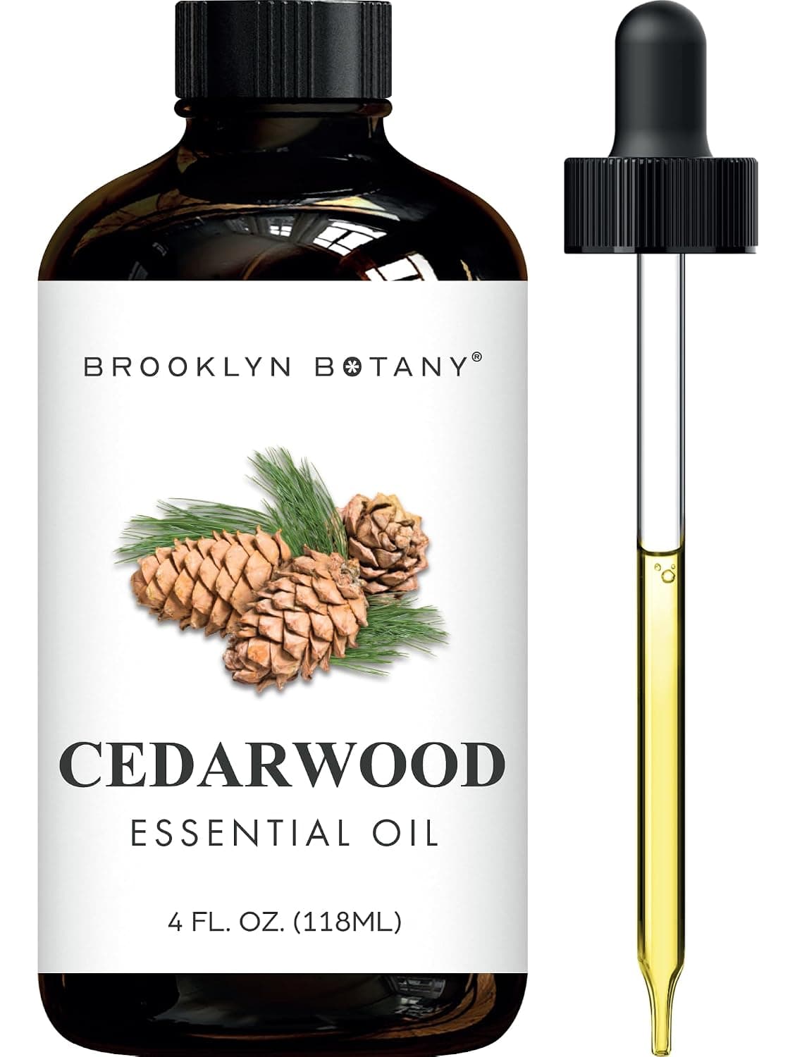 Brooklyn Botany Cedarwood Essential Oil - Huge 4 Fl Oz - 100% Pure and Natural - Premium Grade with Dropper - for Aromatherapy and Diffuser