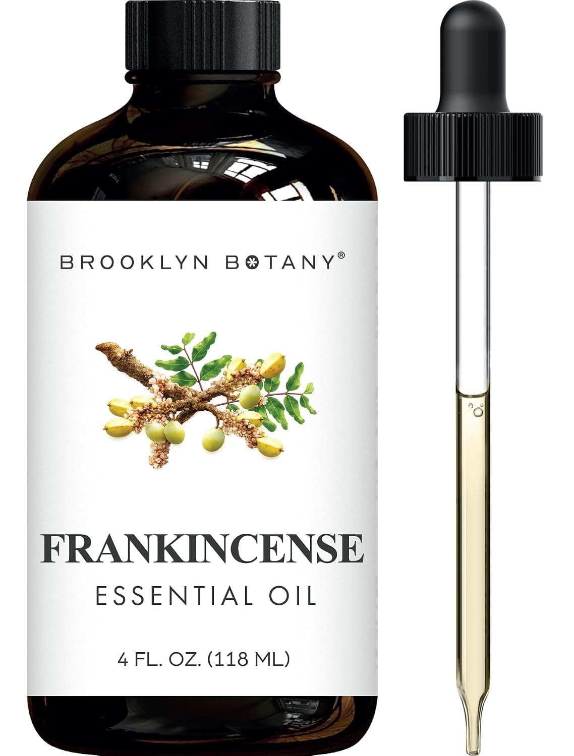 Brooklyn Botany Frankincense Essential Oil - Huge 4 Fl Oz - 100% Pure and Natural - Premium Grade with Dropper - for Aromatherapy and Diffuser