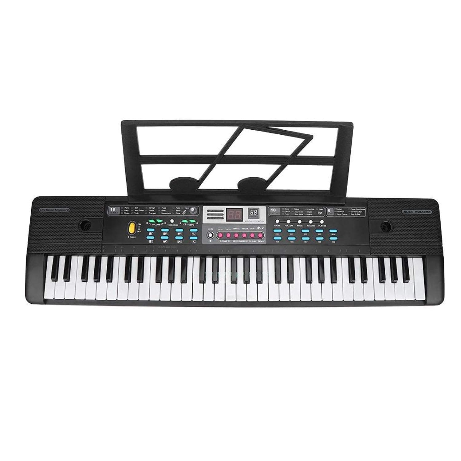 Eujgoov 61 Keys Electronic Keyboard MQ-6111 Digital Teaching Musical Keyboard with Microphone for Beginner(Universal USB Power Supply)